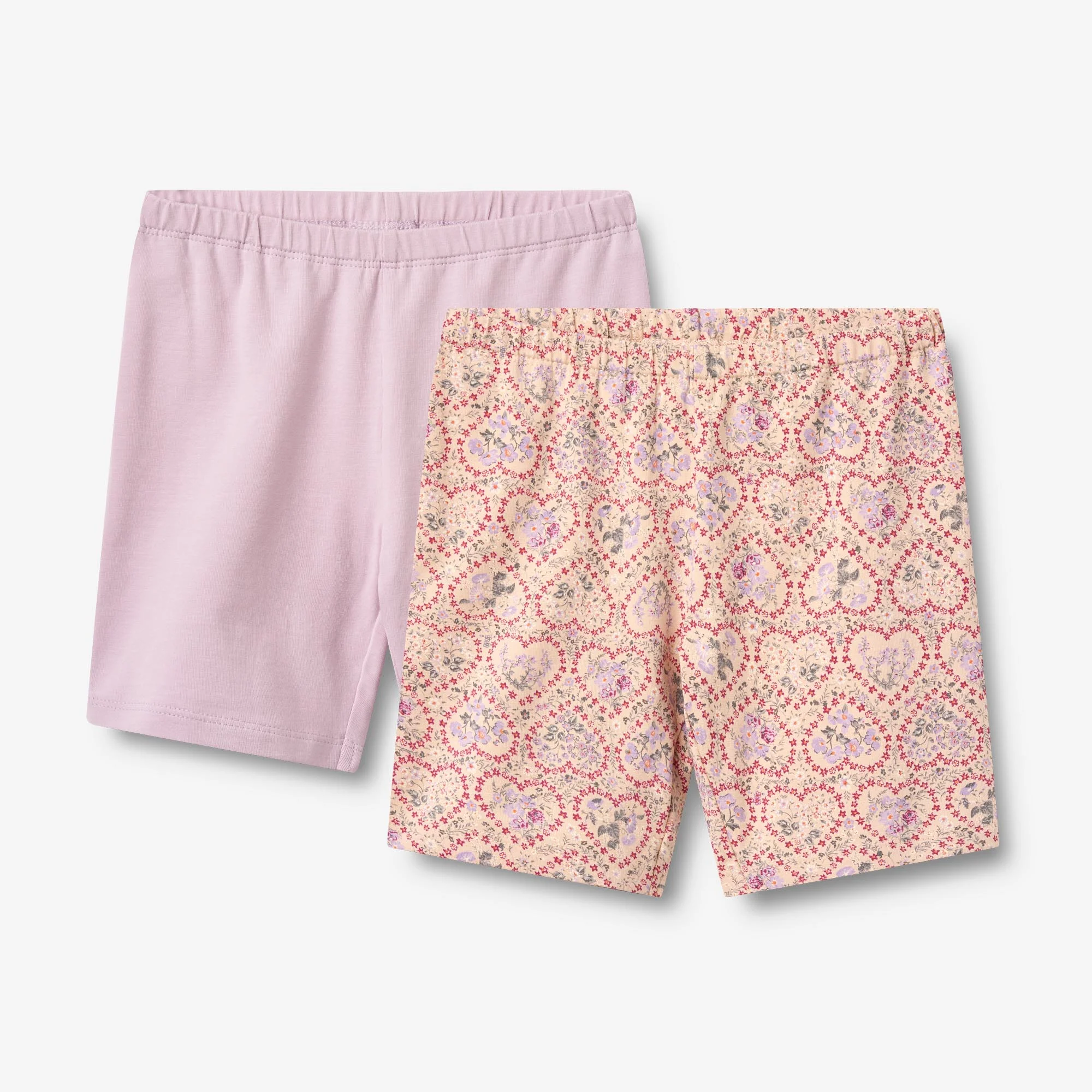 2 bike shorts Anne - magenta heart flowers