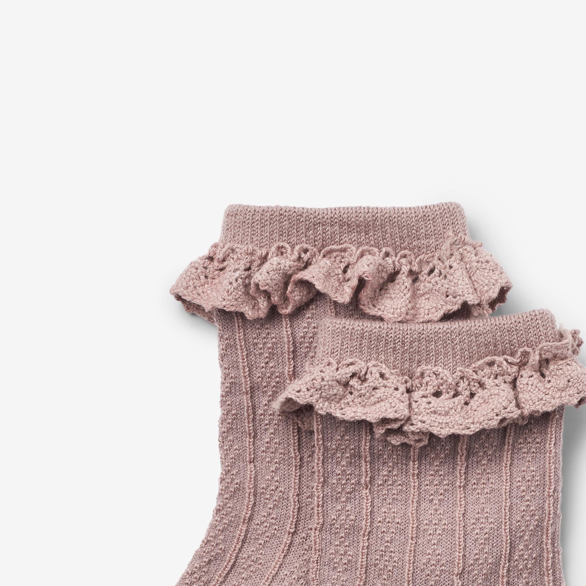 2 pk Wool Lace Socks Nora - shadow brown - Image 5