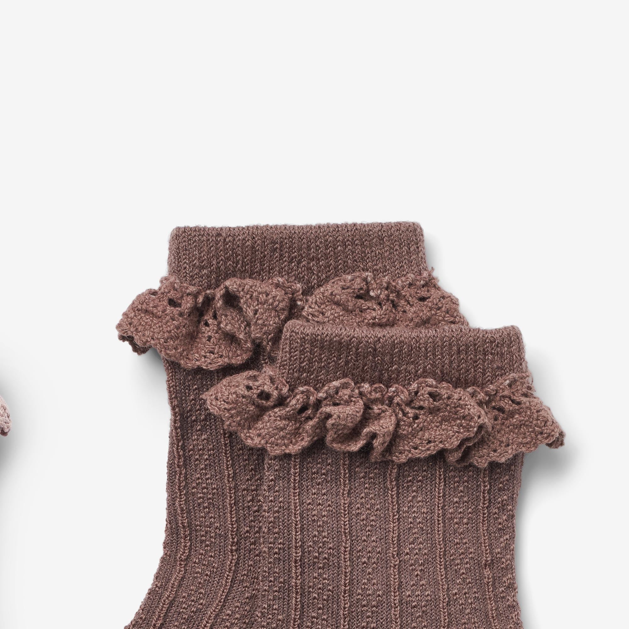 2 pk Wool Lace Socks Nora - shadow brown - Image 6
