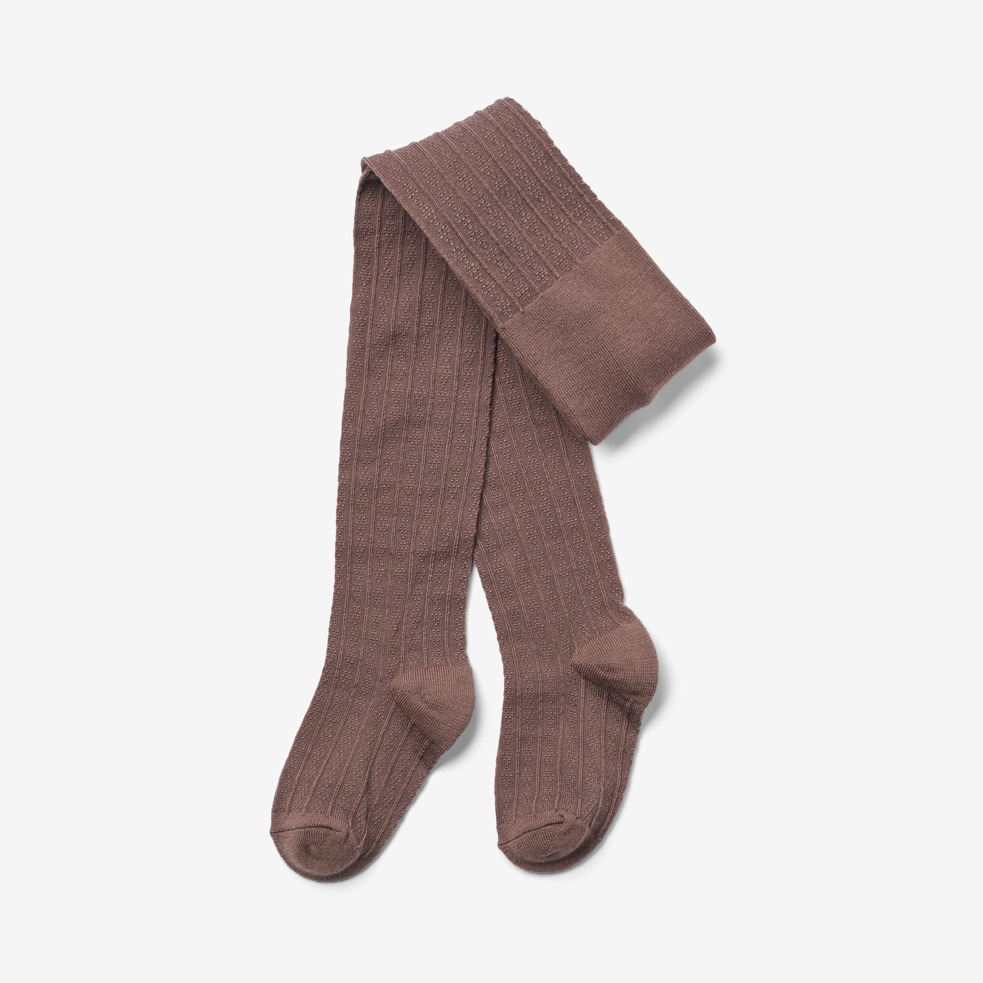 2 pk Wool Lace Tights Karla - shadow brown - Image 4