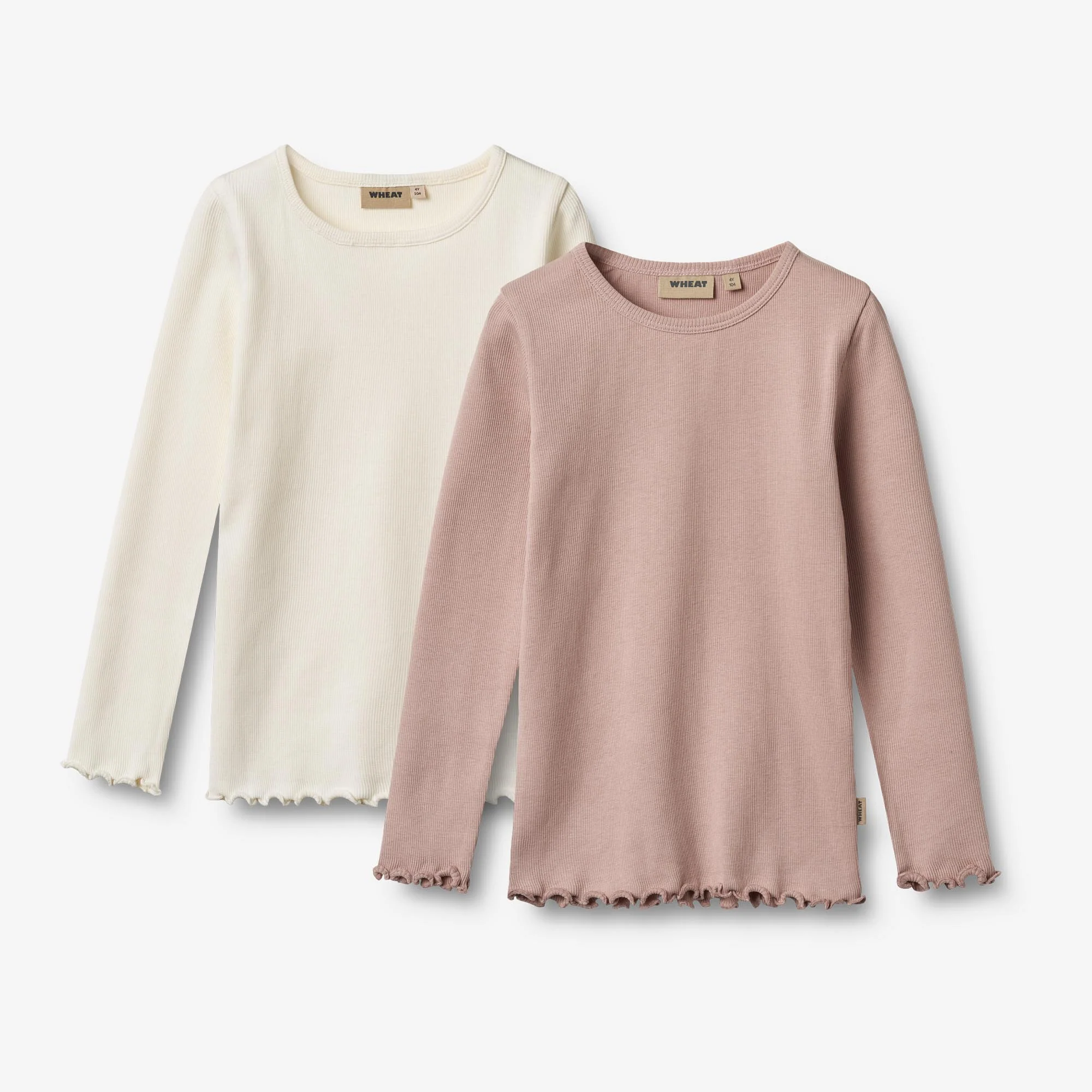 2 Rib T-shirts L/S Ida - rose powder