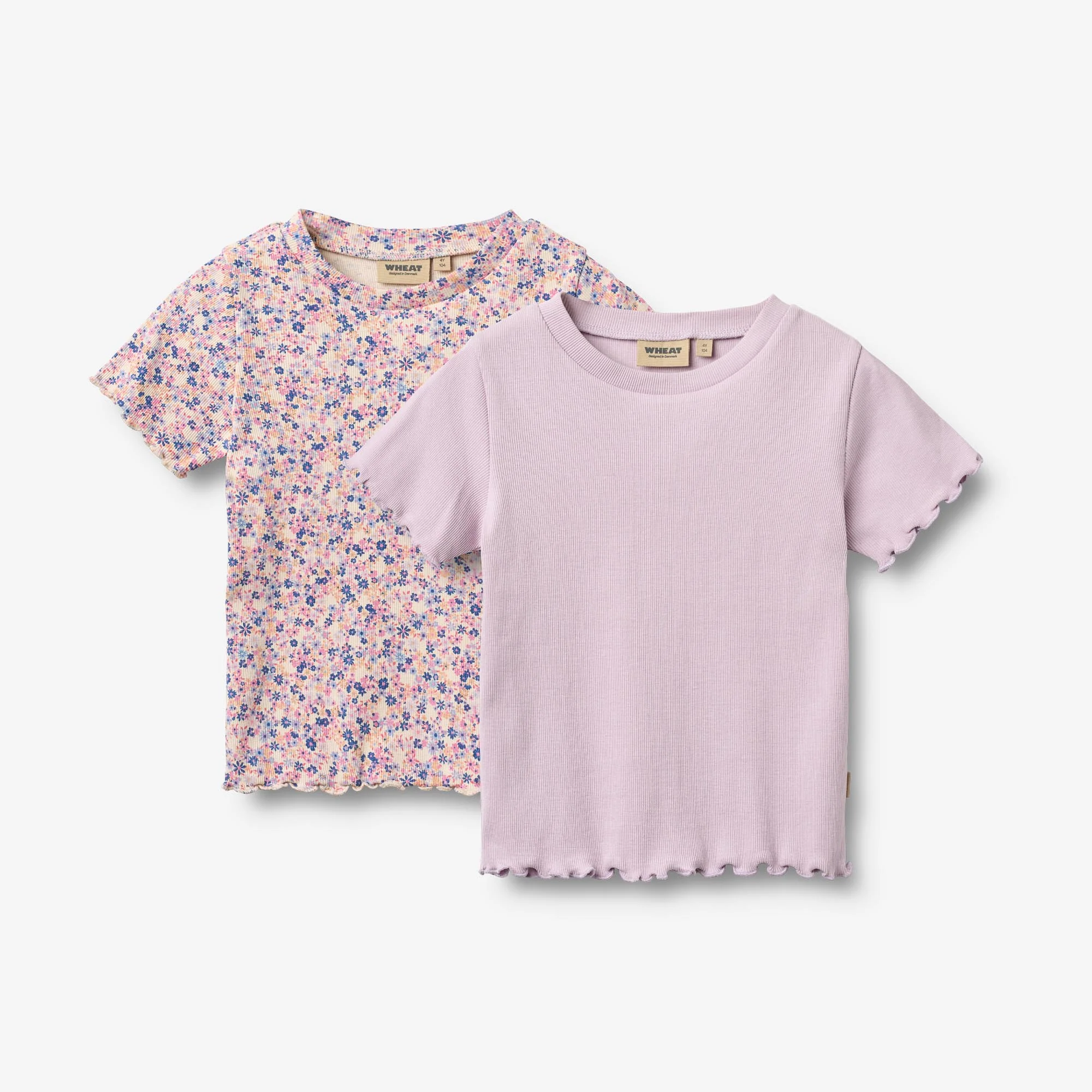 2 Rib T-shirt S/S Alicia - pink blue flowers