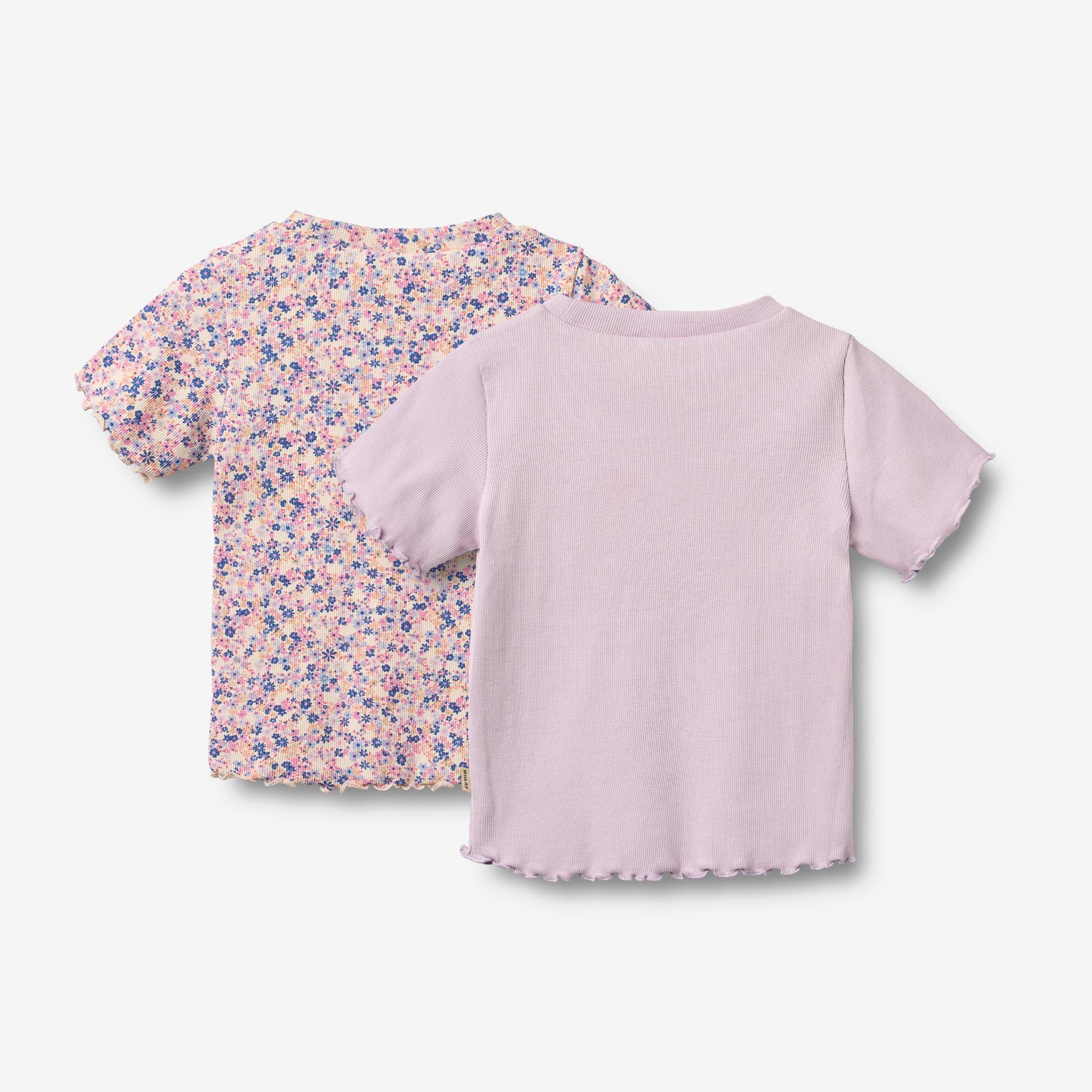 2 Rib T-shirt S/S Alicia - pink blue flowers - Image 2