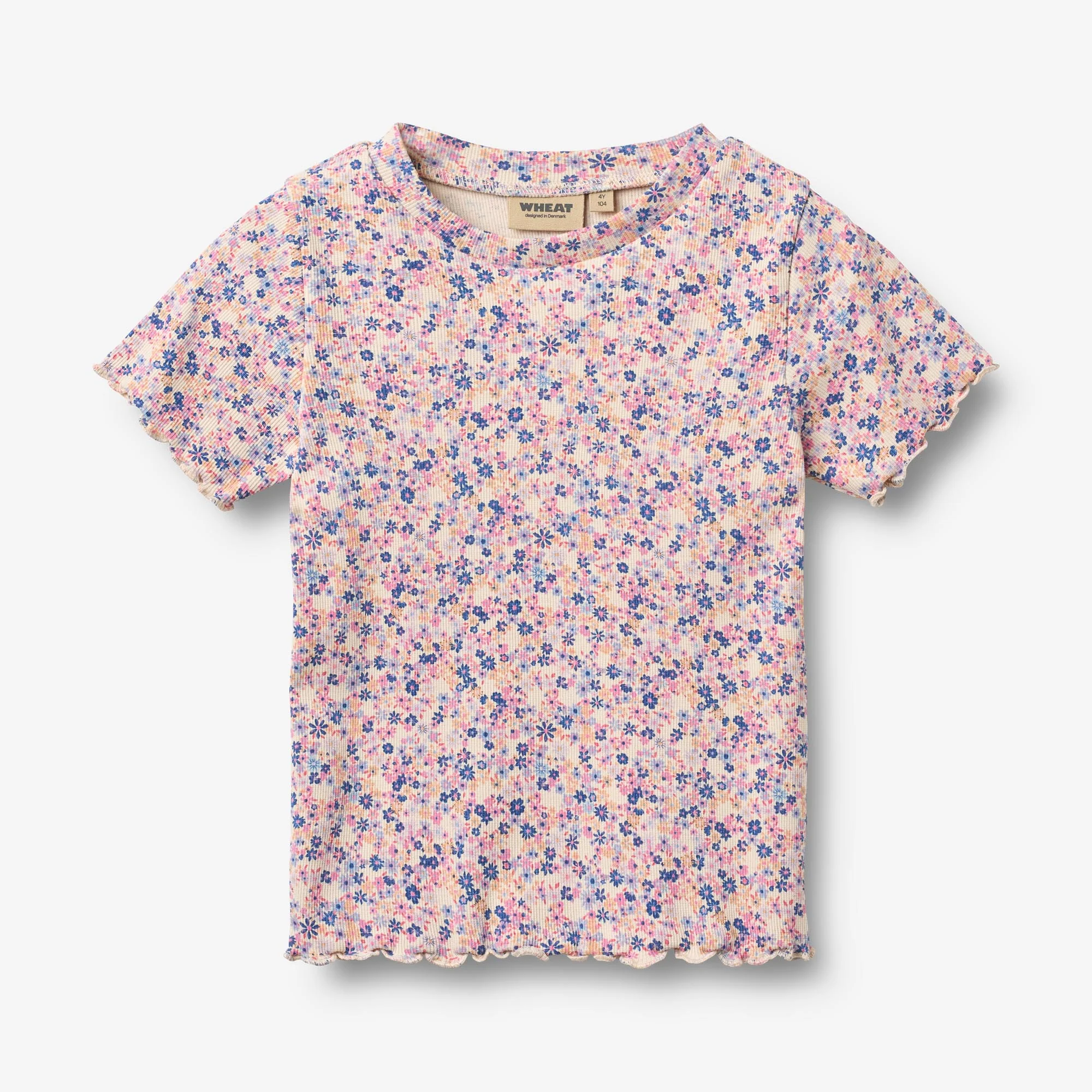 2 Rib T-shirt S/S Alicia - pink blue flowers - Image 3