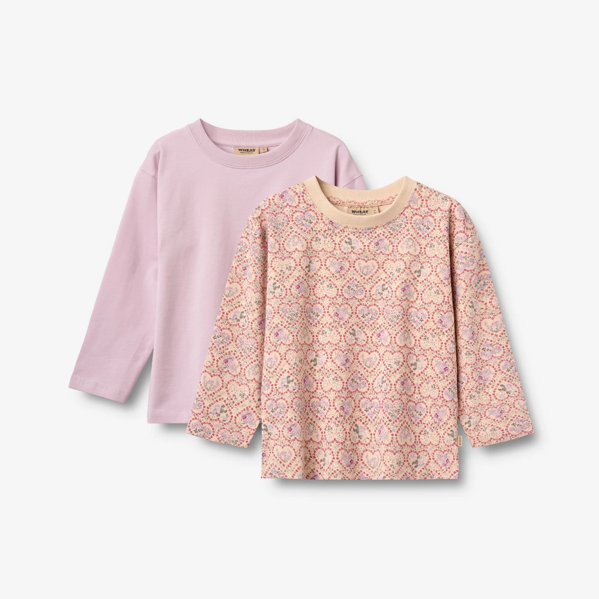 2 T-shirt L/S Dixie - magenta heart flowers