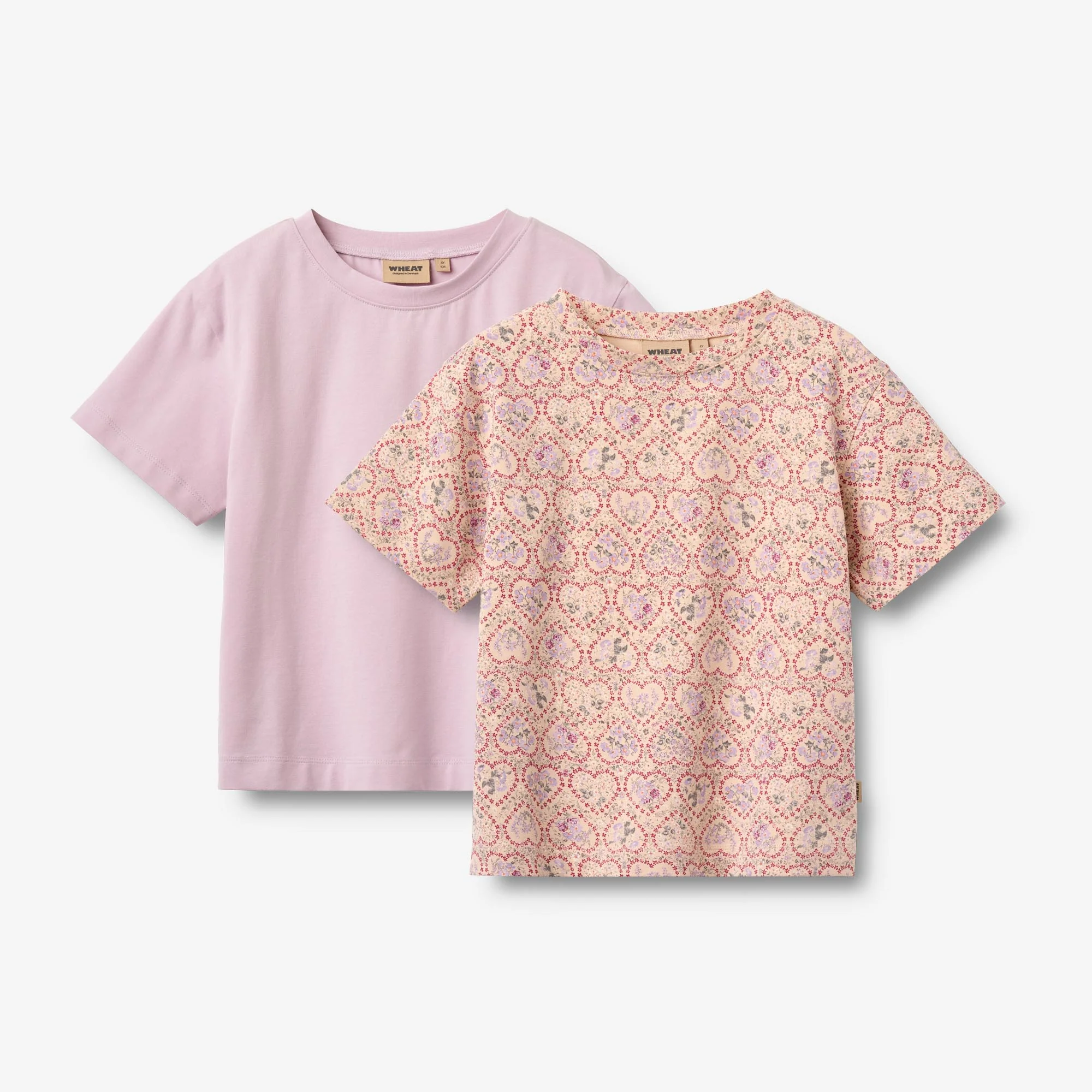 2 T-shirt S/S Ella - magenta heart flowers