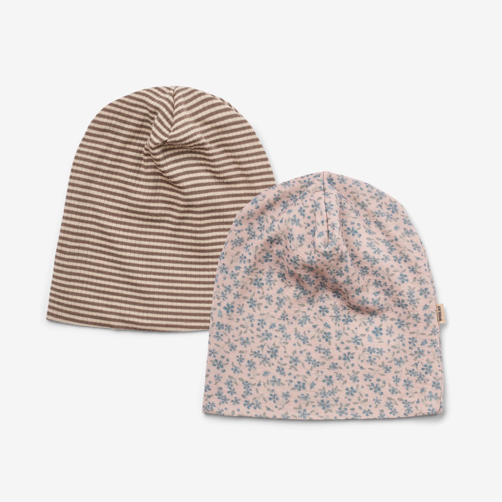 2 Wool Hat Emo - blue flowers