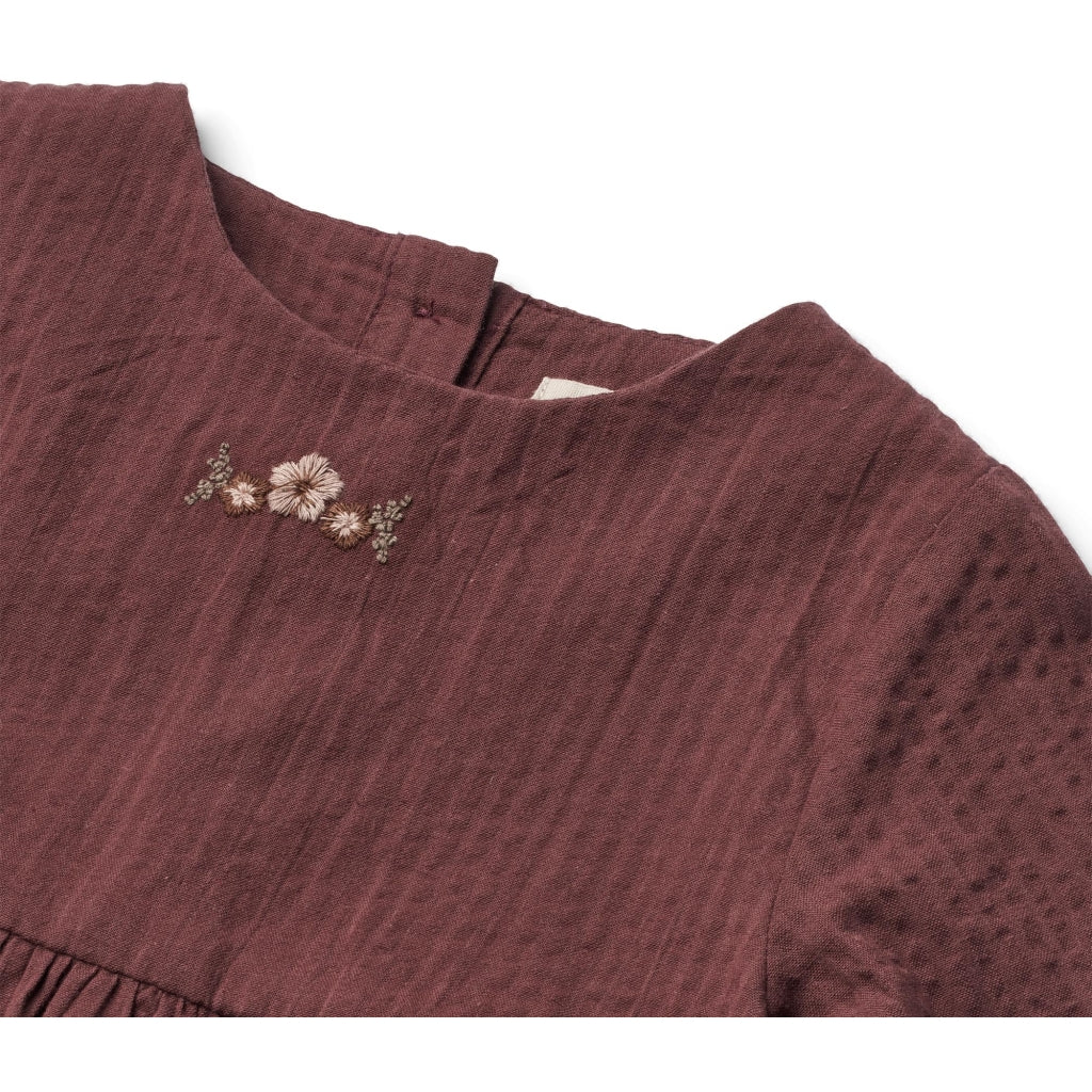 Dress Gunvor Embroidery | Baby - aubergine - Image 3