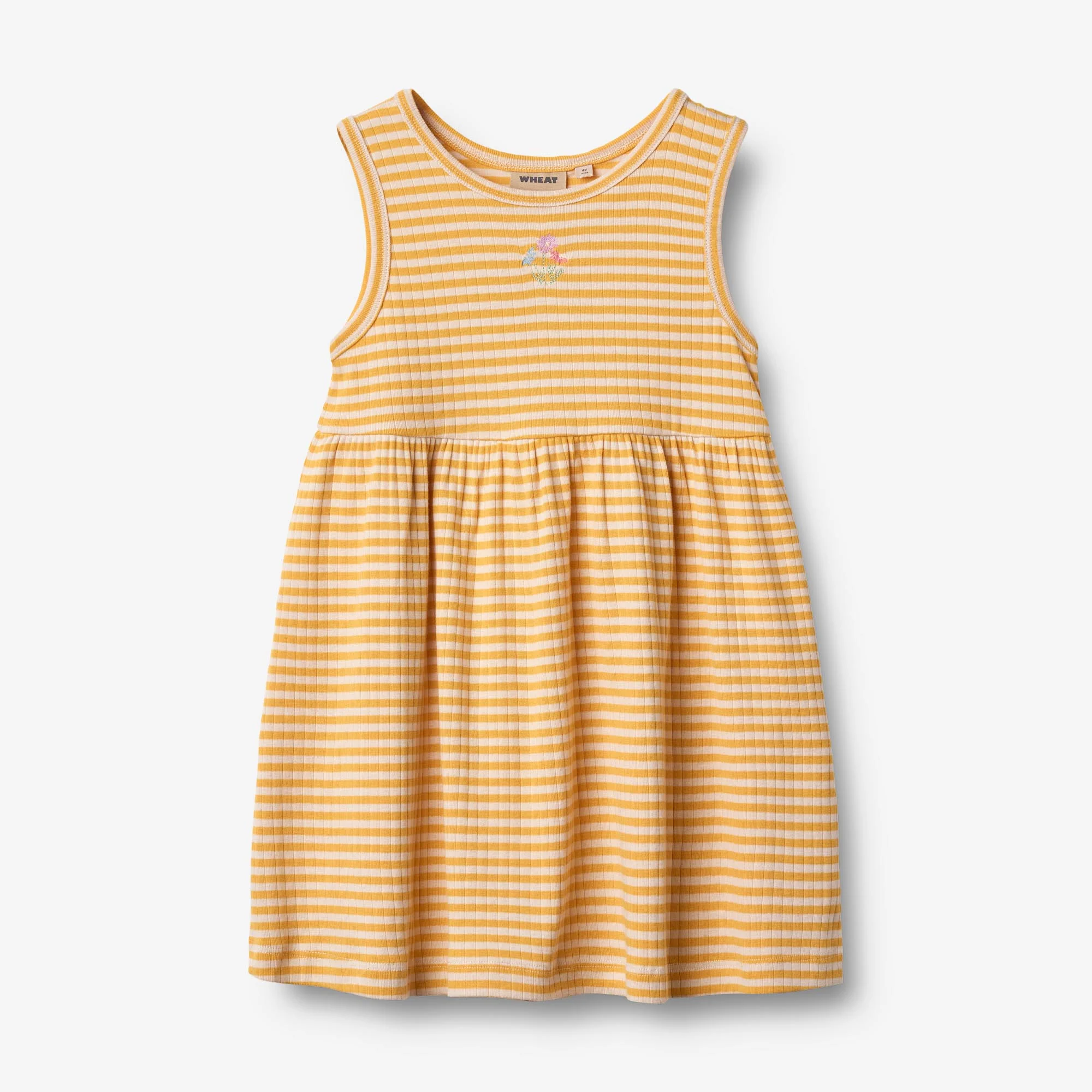 Jersey Dress Embroidery Martha - yellow rib stripe