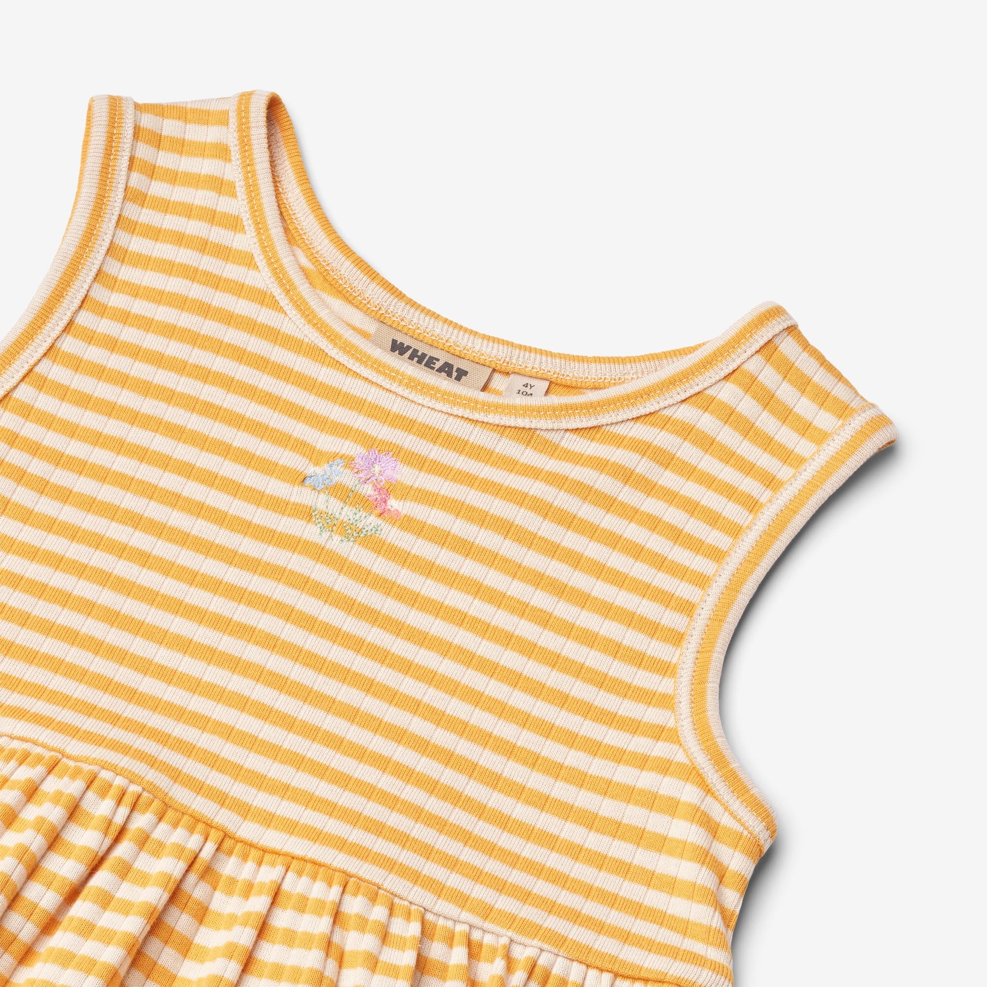 Jersey Dress Embroidery Martha - yellow rib stripe - Image 3