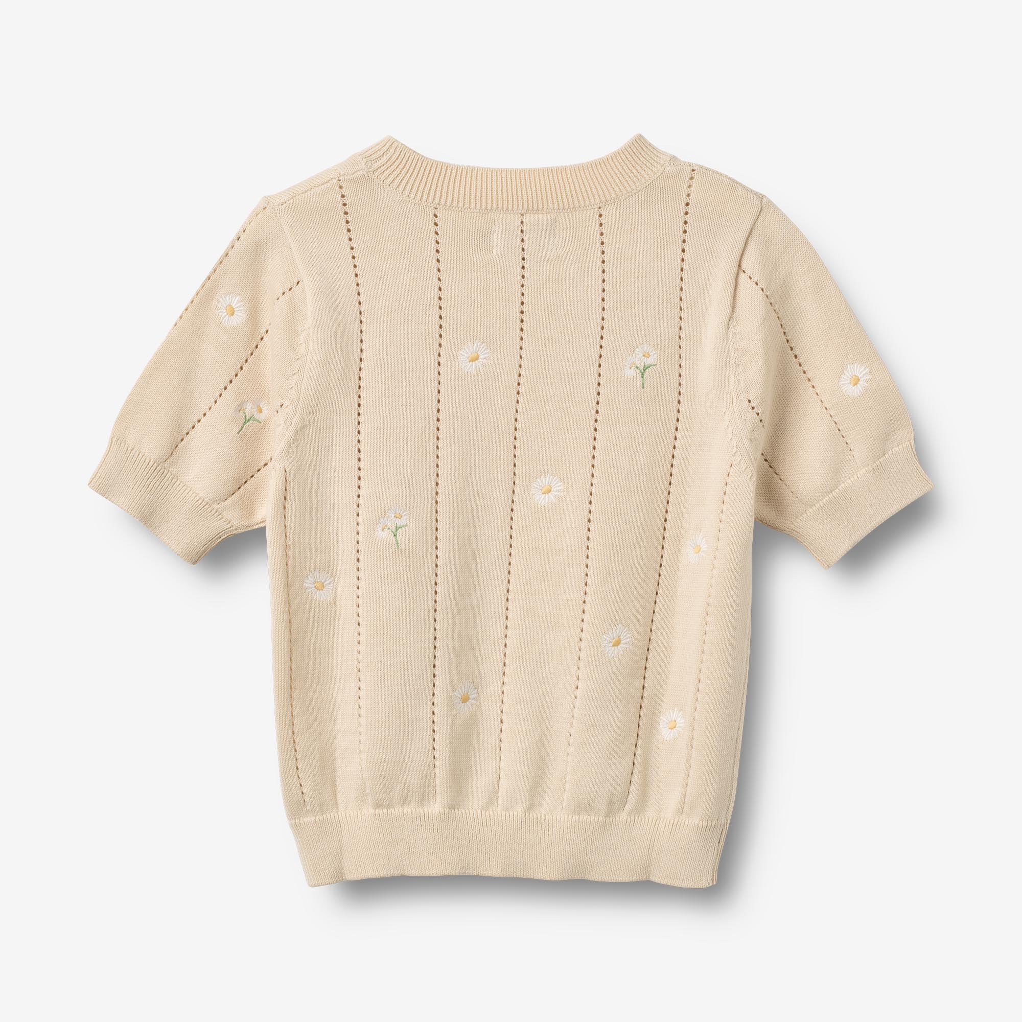 Knit Top S/S Malvina - sandshell white flowers - Image 2