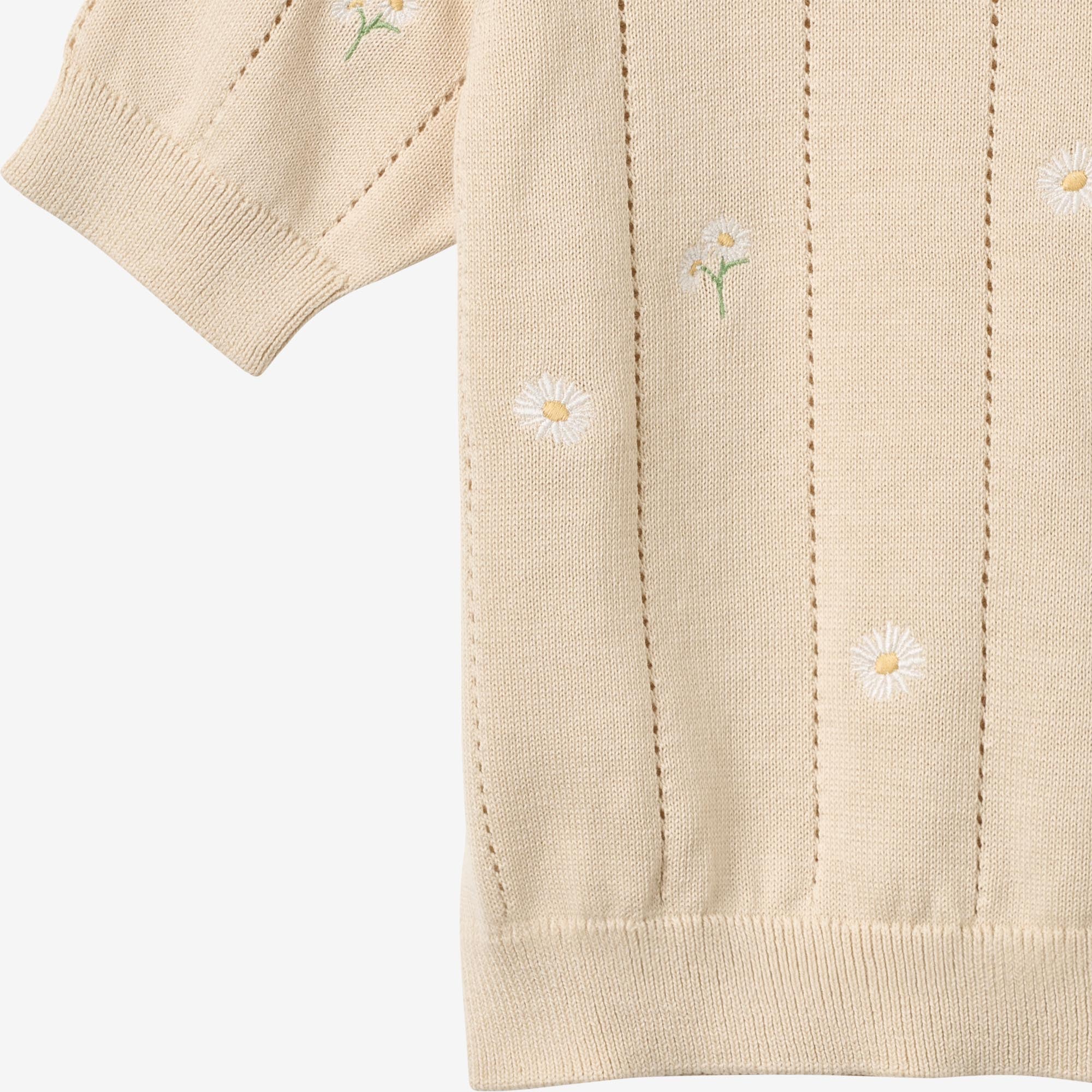 Knit Top S/S Malvina - sandshell white flowers - Image 3