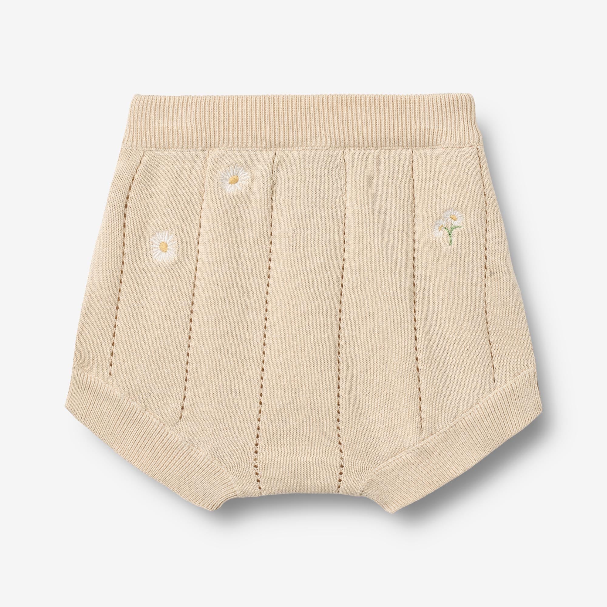 Knitted Shorts Dua - sandshell white flowers - Image 2