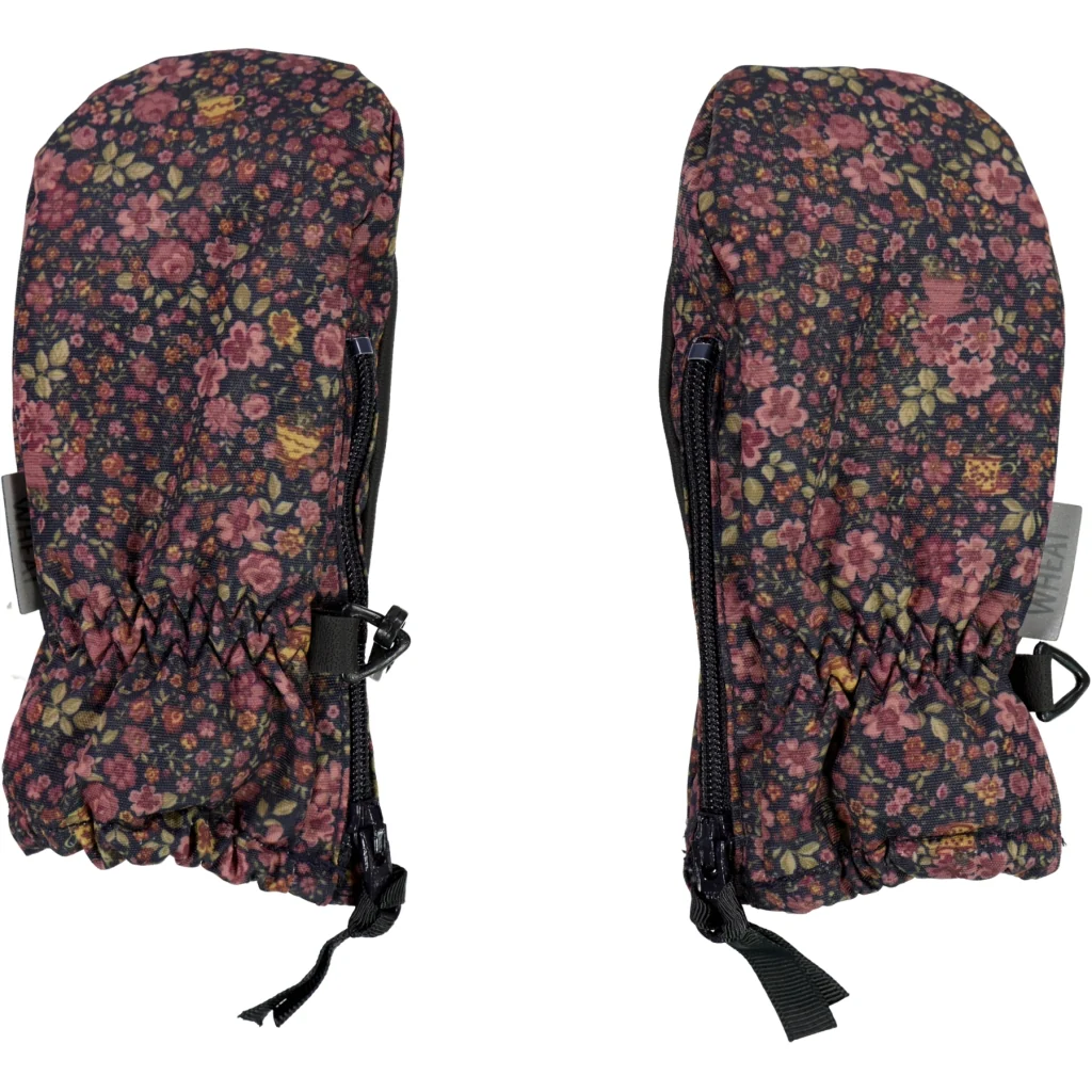 Mittens Zipper Tech - deep blue flowers