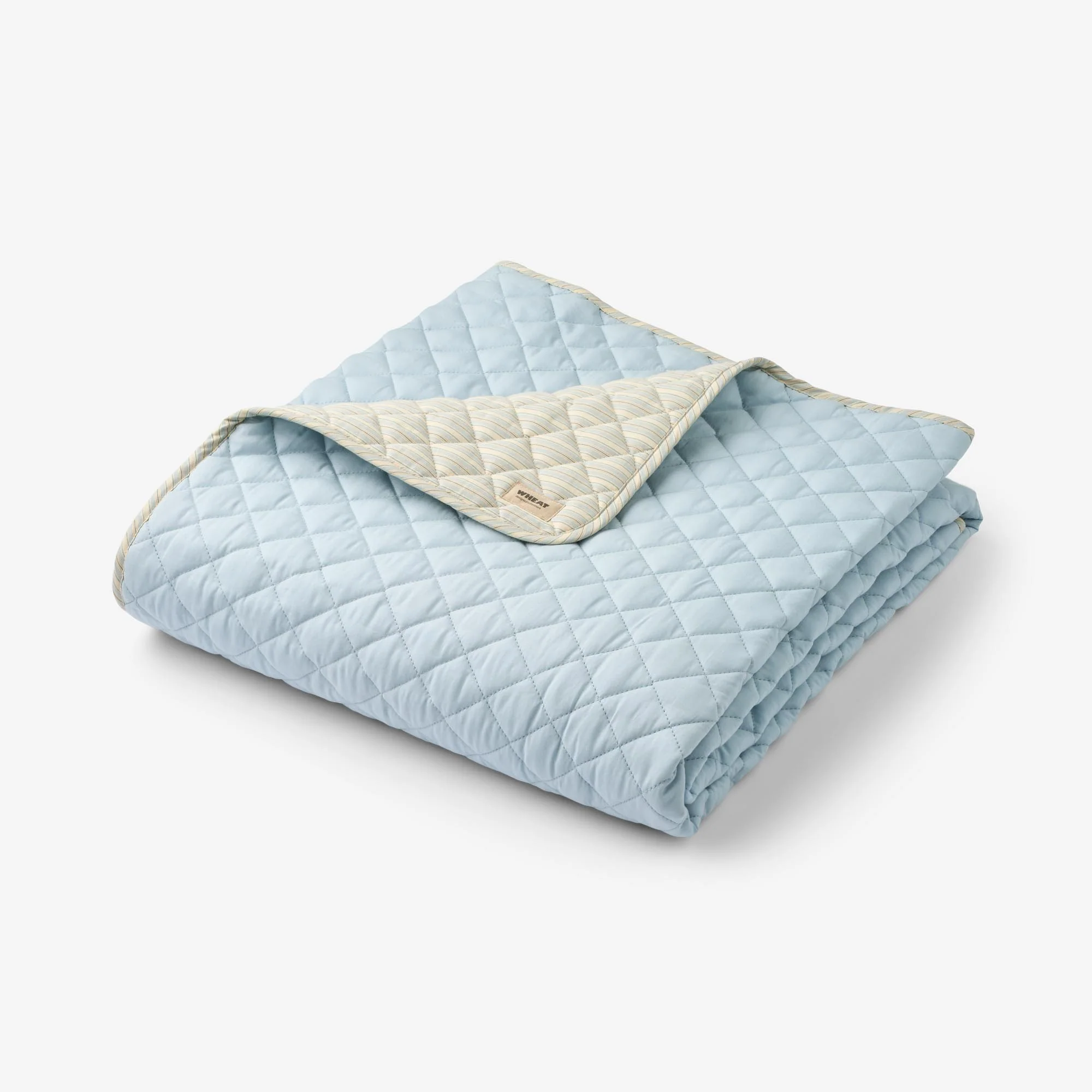 Quilt Blanket - blue ocean stripe