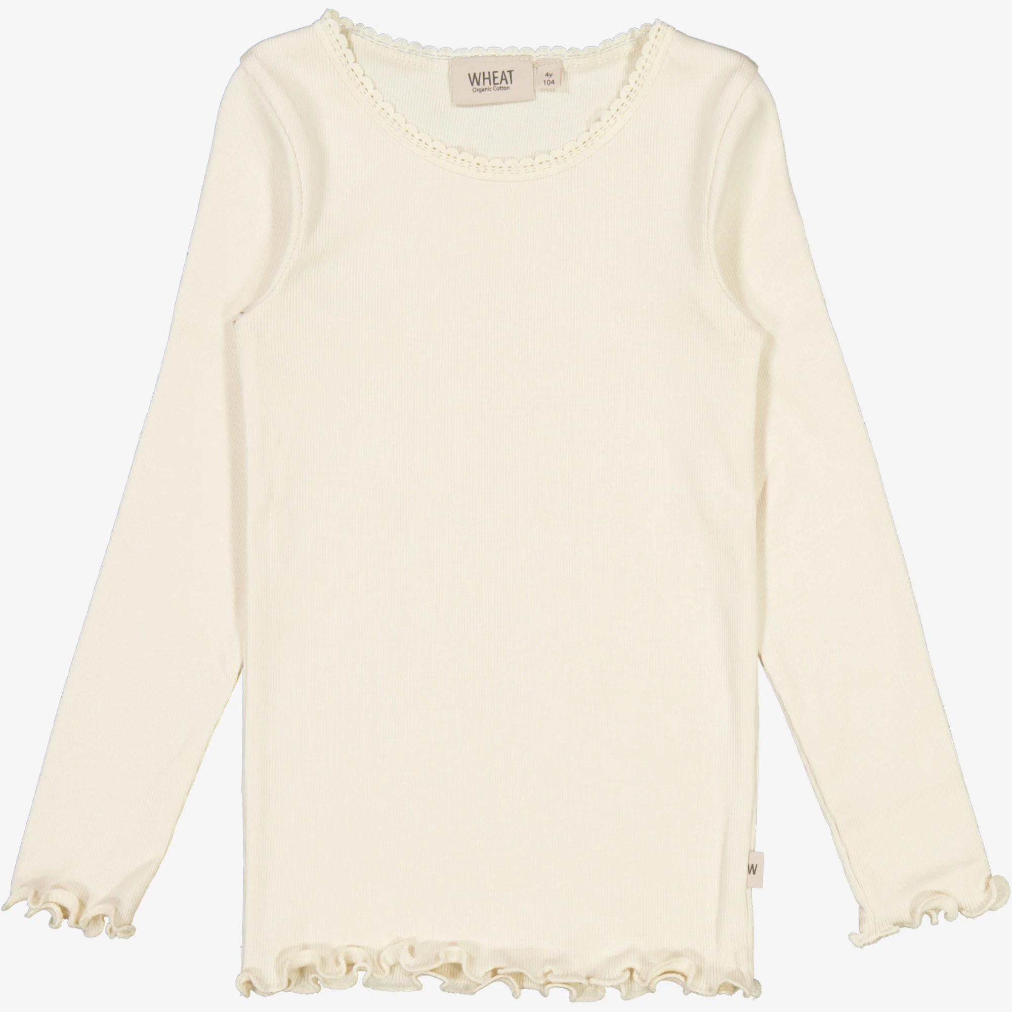 Rib T-Shirt Lace LS - eggshell