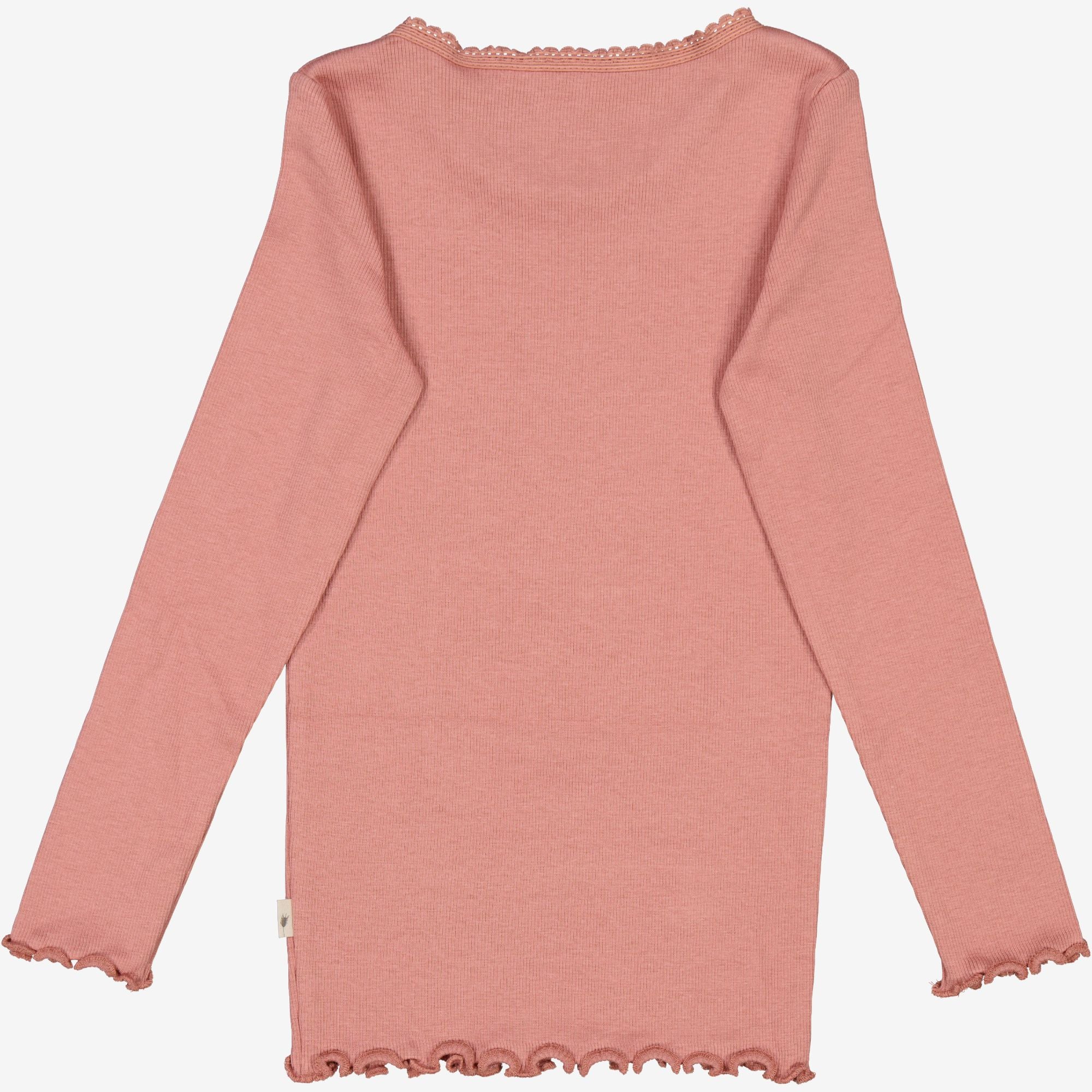 Rib T-Shirt Lace LS - old rose - Image 2