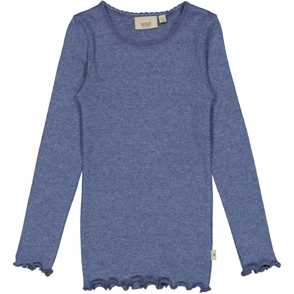 Rib T-Shirt Lace LS - blue melange