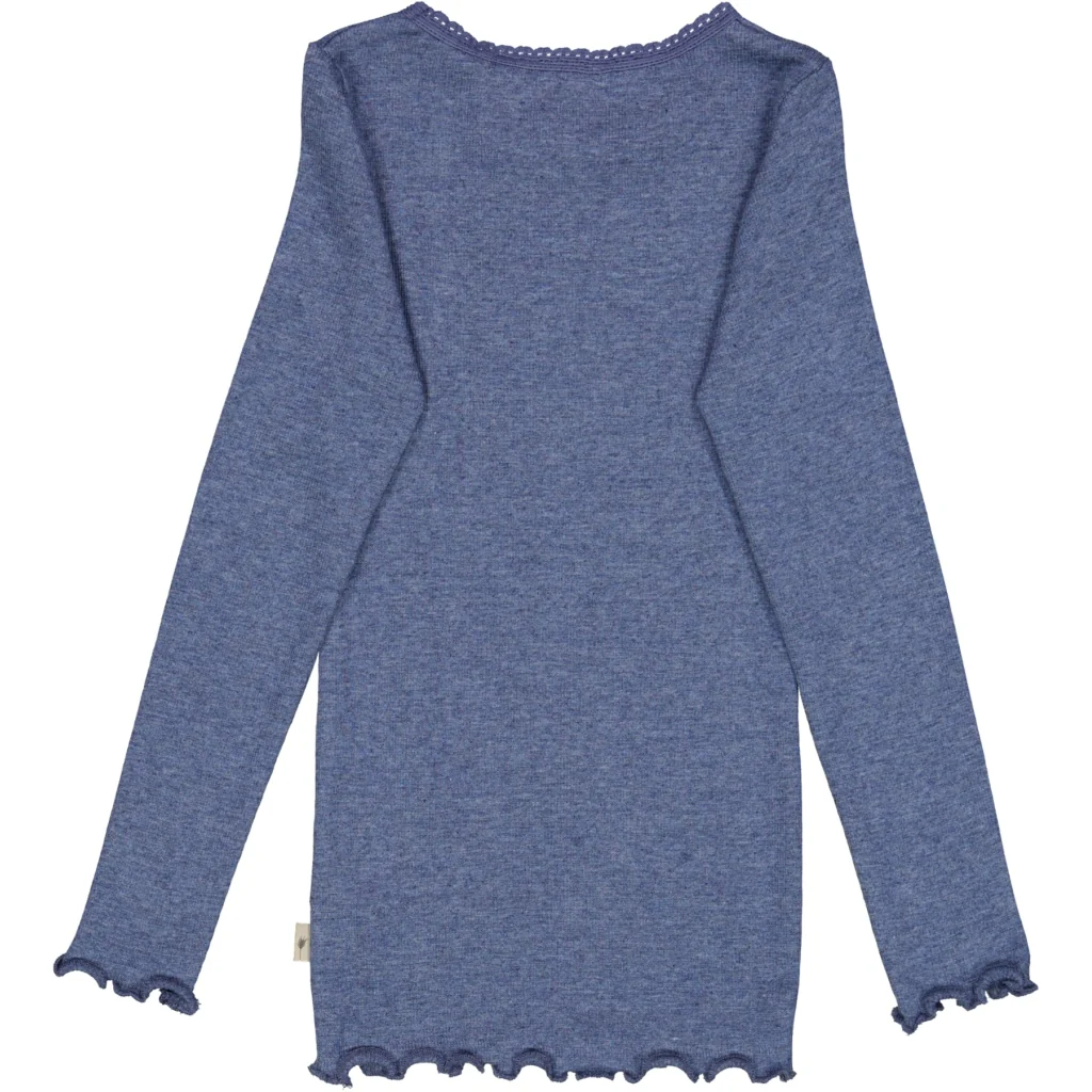 Rib T-Shirt Lace LS - blue melange - Image 2