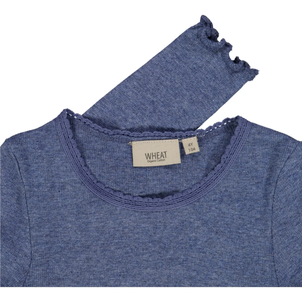 Rib T-Shirt Lace LS - blue melange - Image 3
