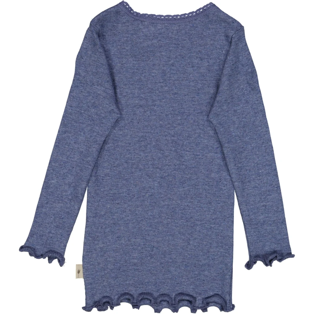Rib T-Shirt Lace LS - blue melange - Image 2