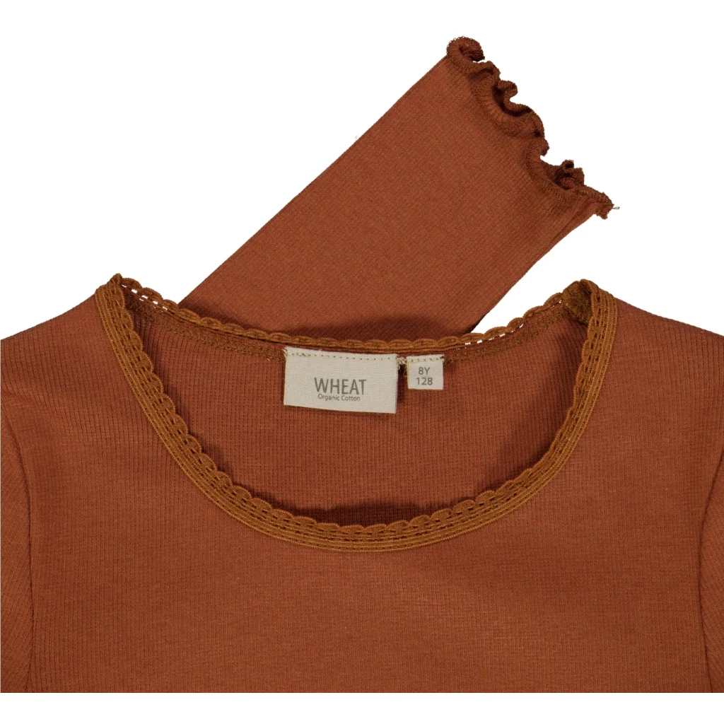 Rib T-Shirt Lace LS - bronze - Image 3