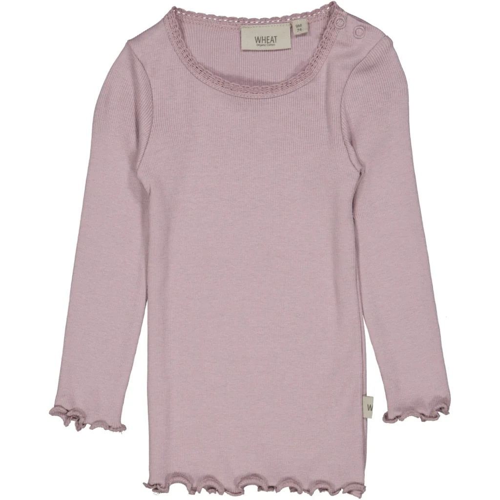 Rib T-Shirt Lace LS - dusty lavender