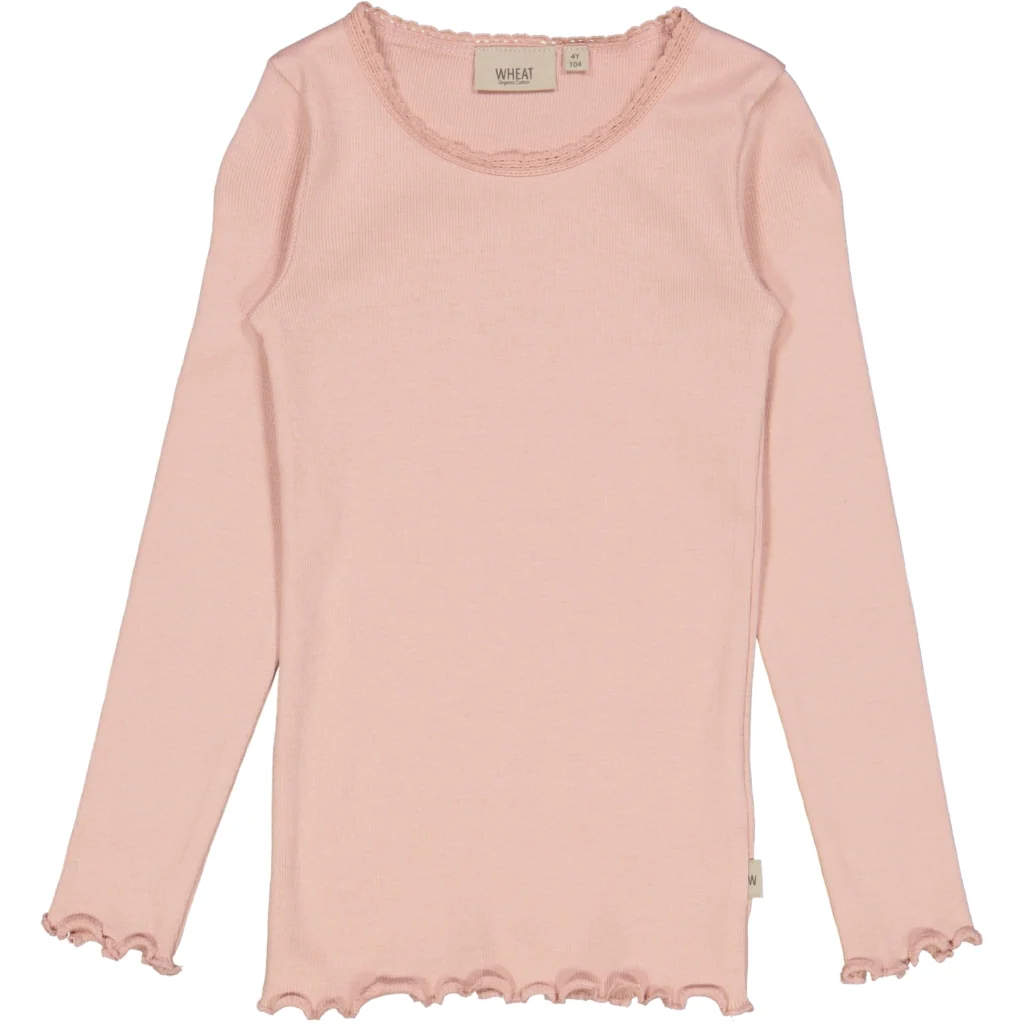 Rib T-Shirt Lace LS - misty rose