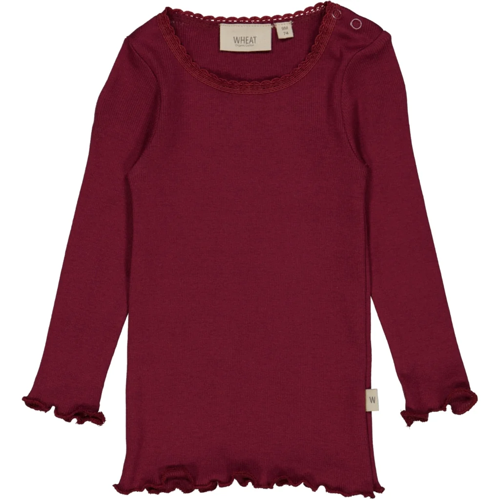 Rib T-Shirt Lace LS - red plum