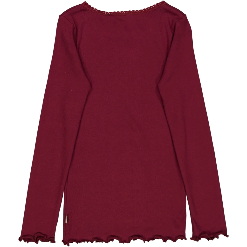 Rib T-Shirt Lace LS - red plum - Image 2