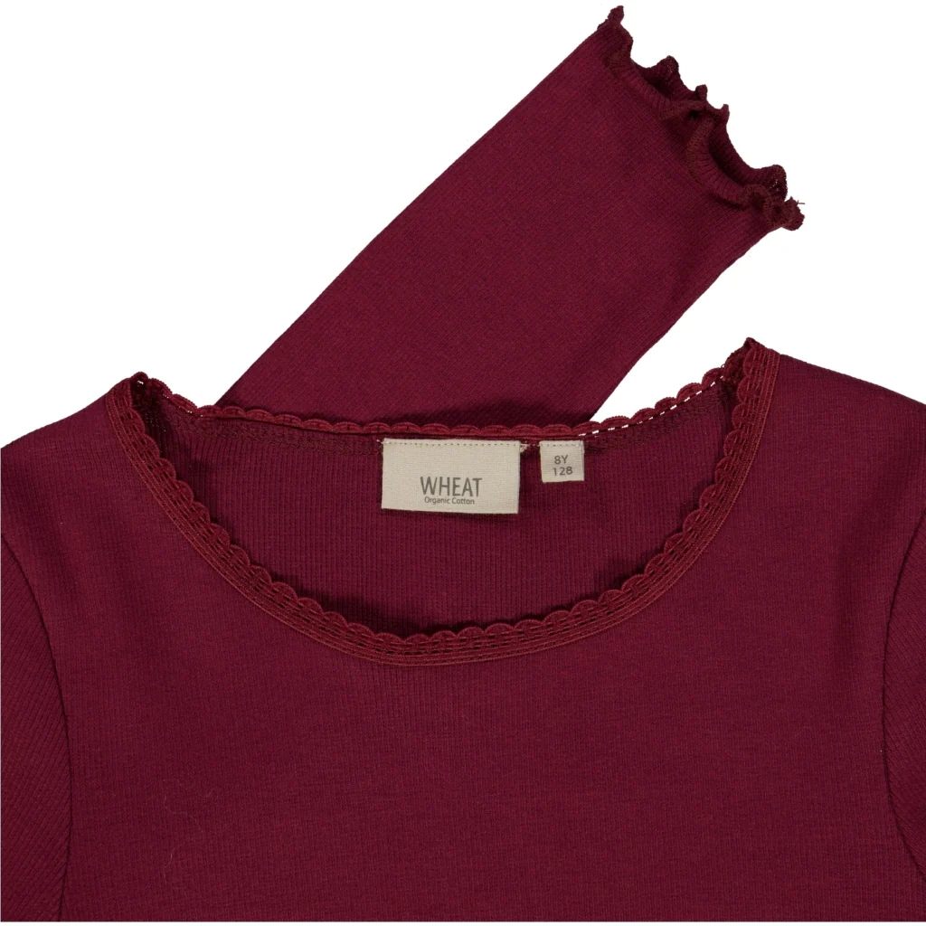 Rib T-Shirt Lace LS - red plum - Image 3