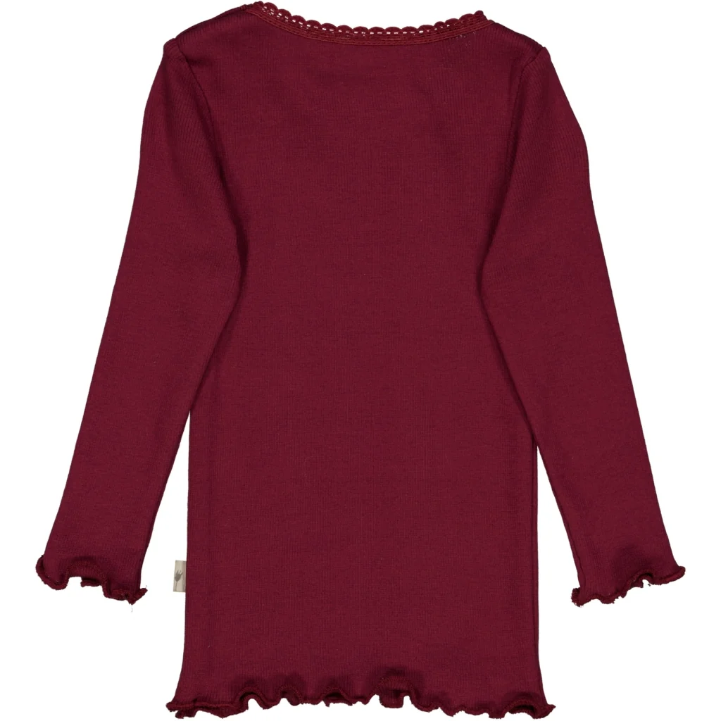 Rib T-Shirt Lace LS - red plum - Image 2