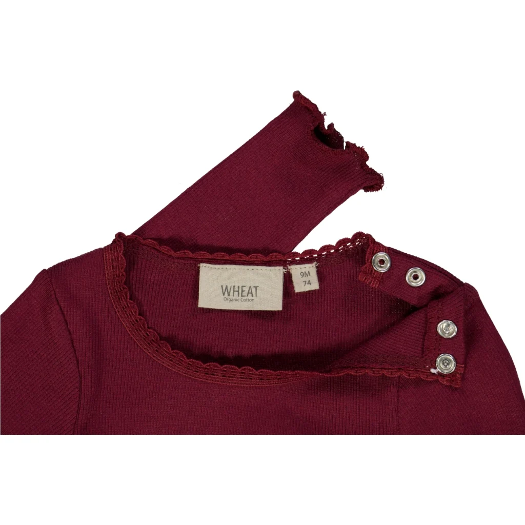 Rib T-Shirt Lace LS - red plum - Image 3