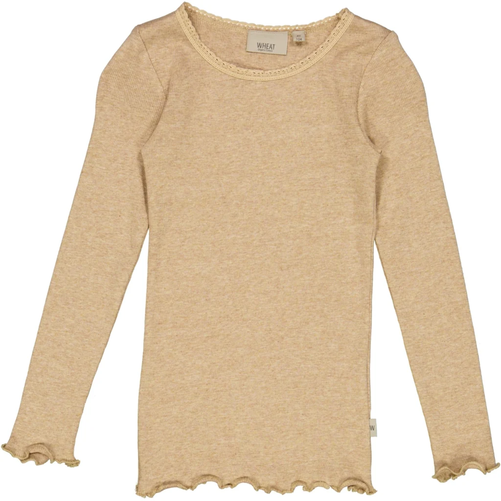 Rib T-Shirt Lace LS - sand melange