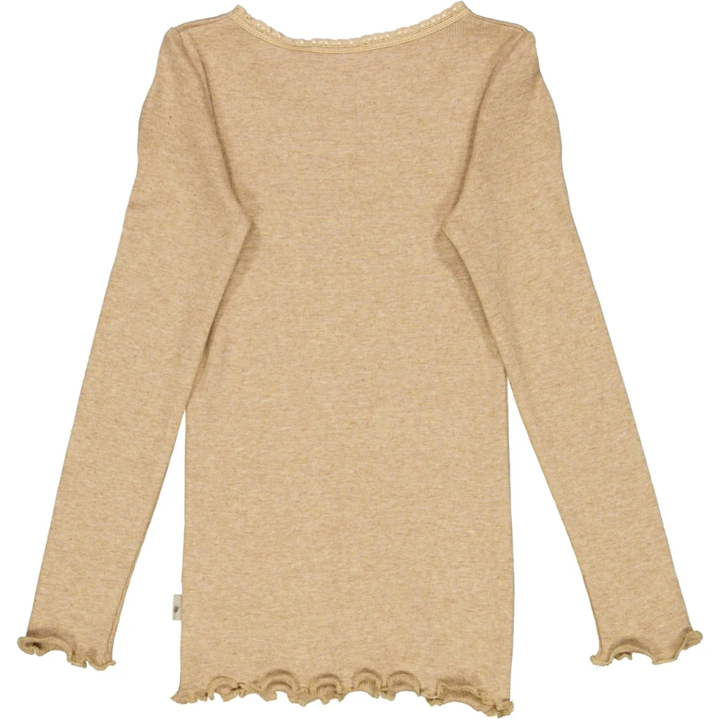 Rib T-Shirt Lace LS - sand melange - Image 2