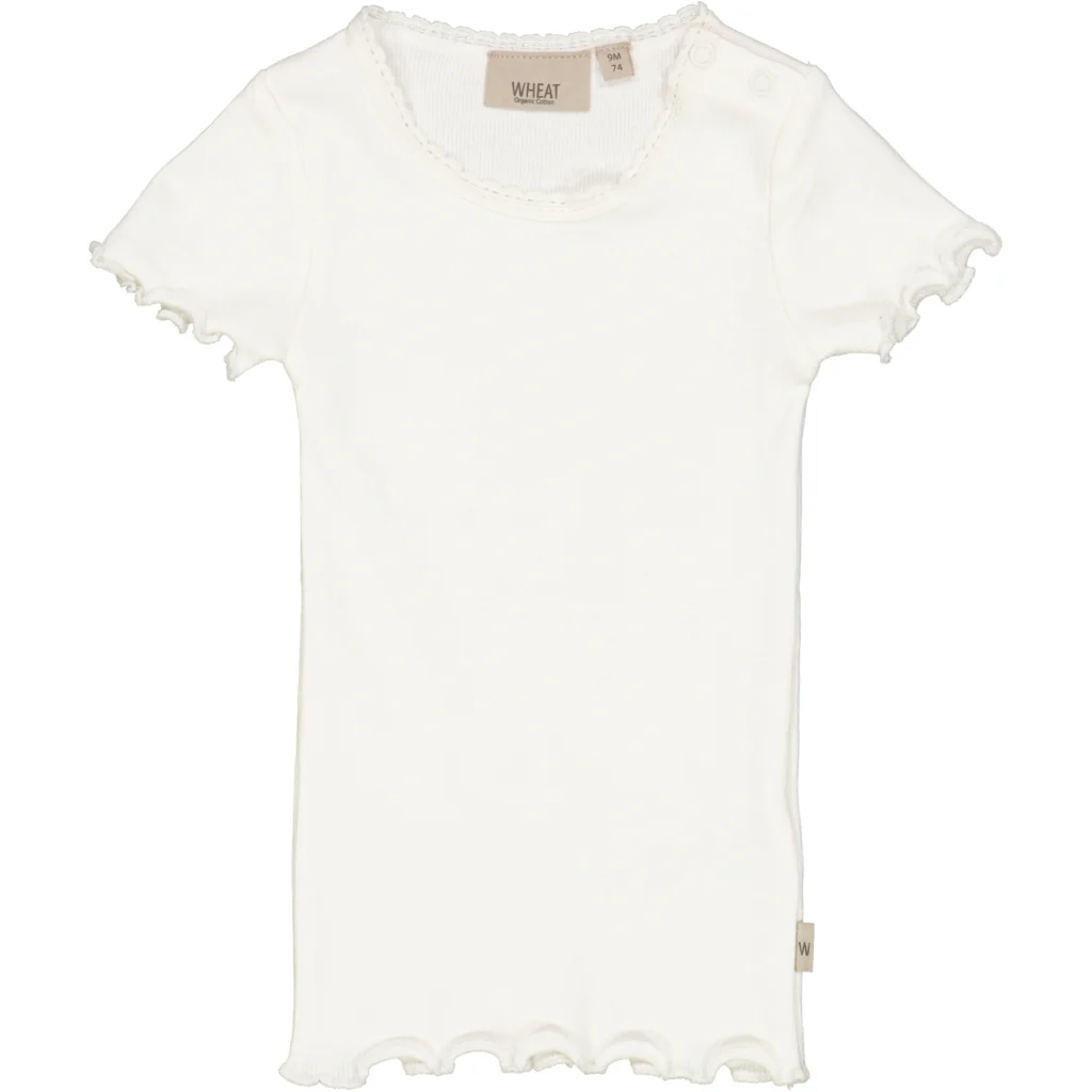 Rib T-Shirt Lace SS - ivory