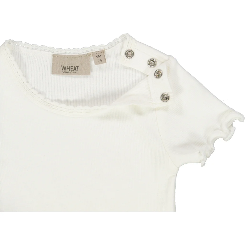 Rib T-Shirt Lace SS - ivory - Image 3