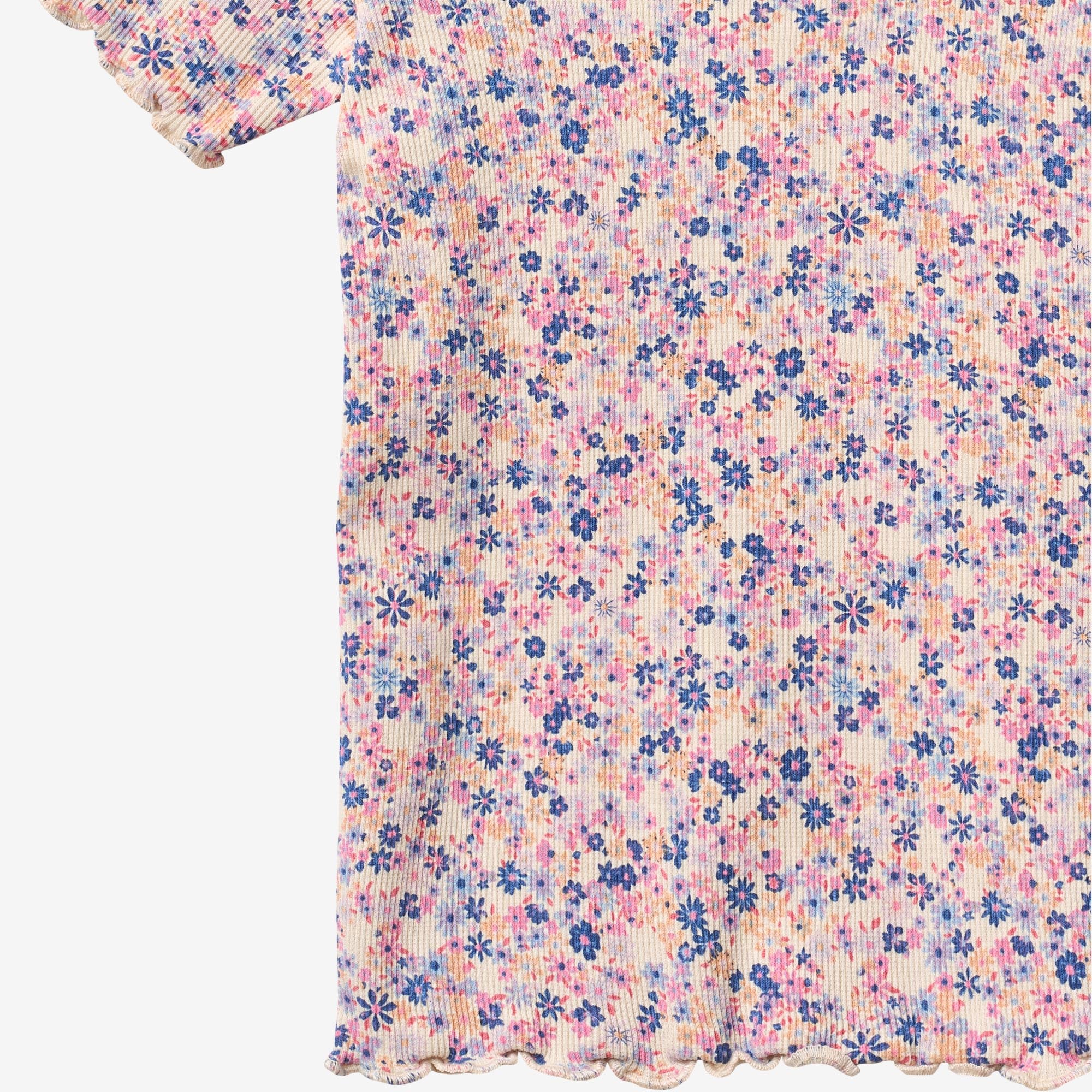 Rib T-shirt S/S Alicia - pink blue flowers - Image 3