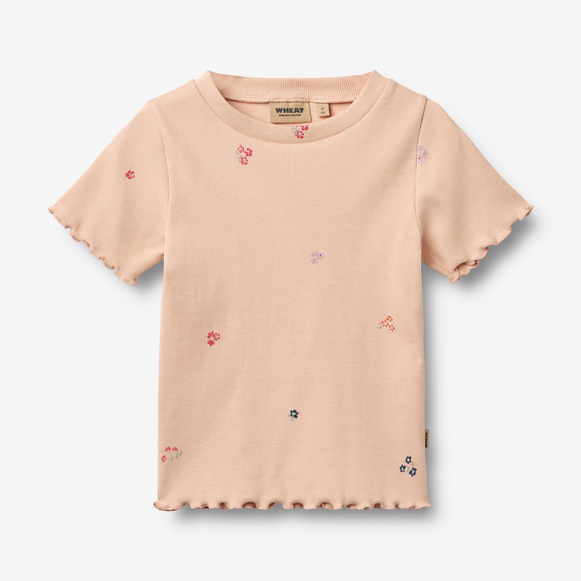 Rib T-shirt S/S Alicia - rose flowers