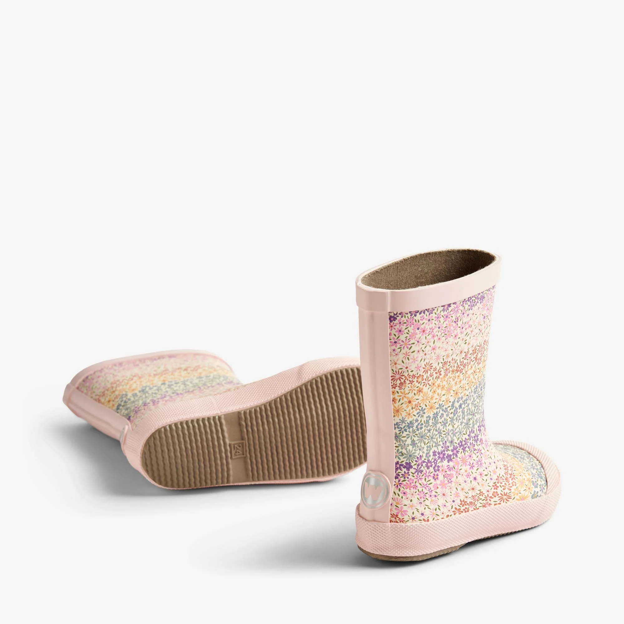 Rubber Boot Print Muddy - rainbow flowers - Image 2