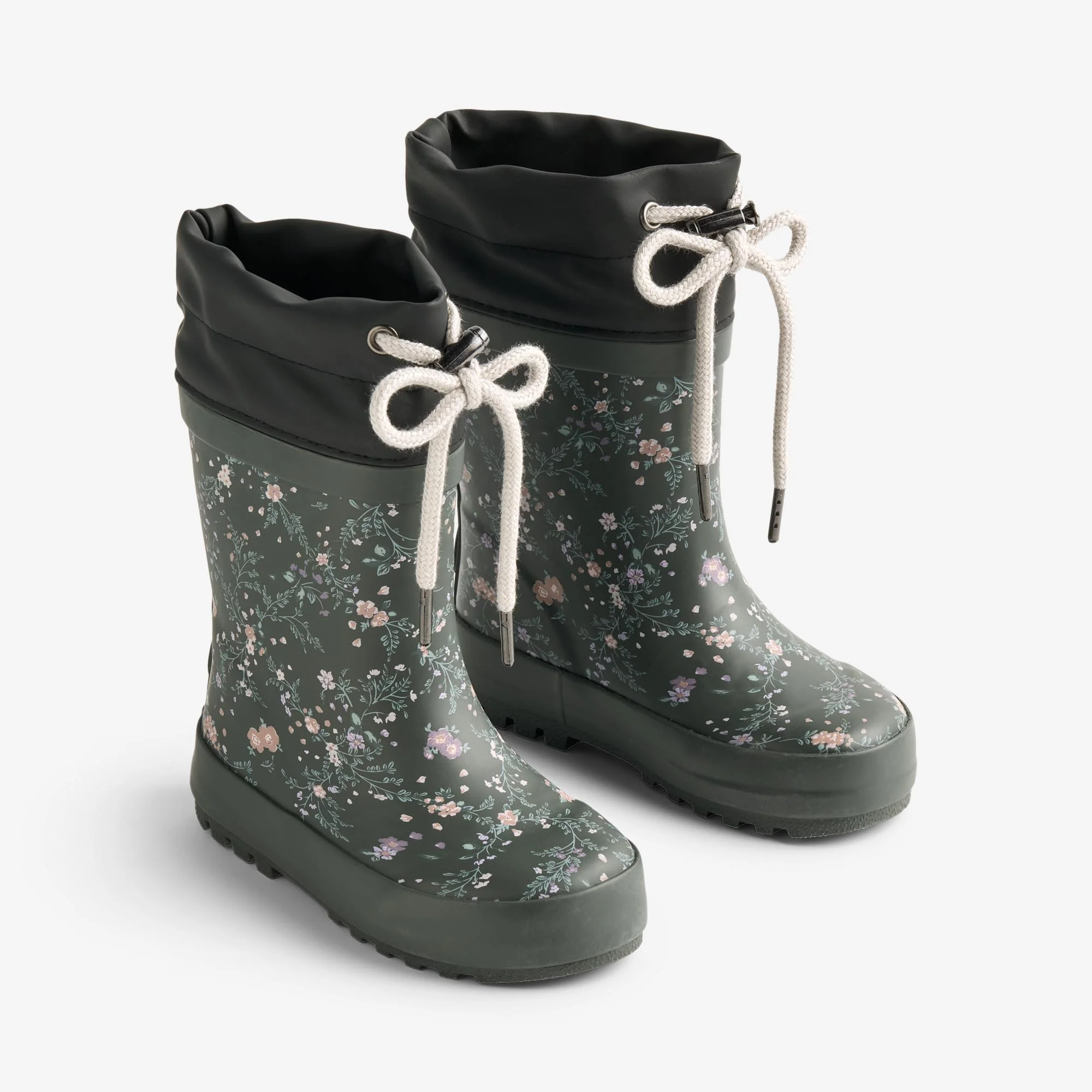 Rubber Boot Thermo - forest lake checked flowers