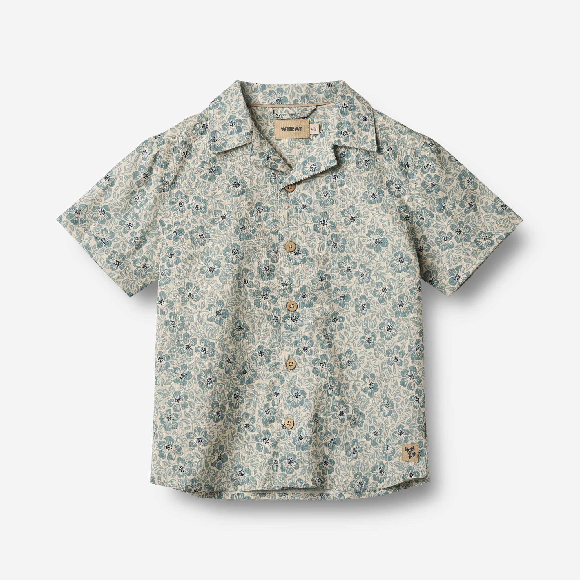 Shirt S/S Anker - aqua hawaii flowers