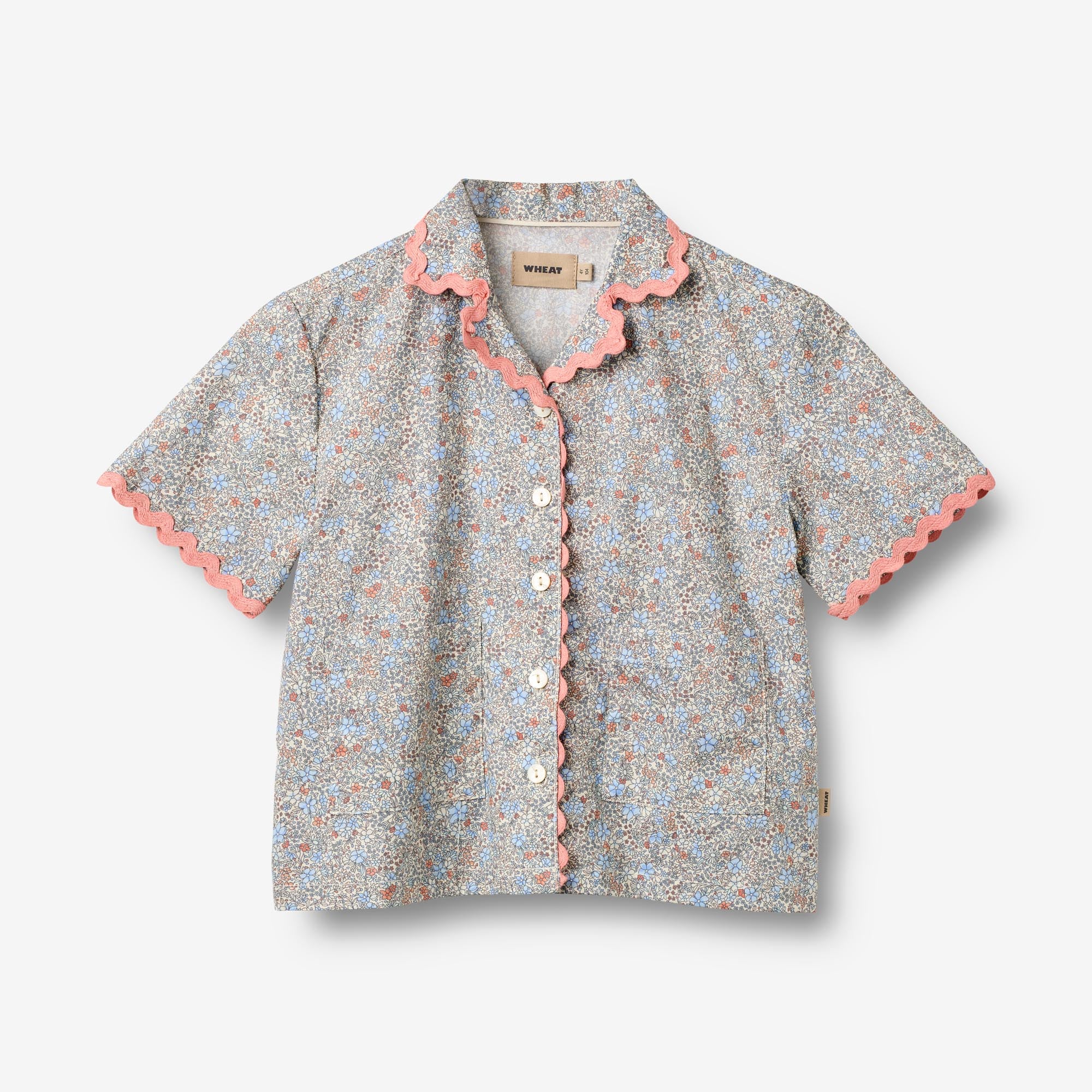 Shirt S/S Lace Vilma - air blue flowers