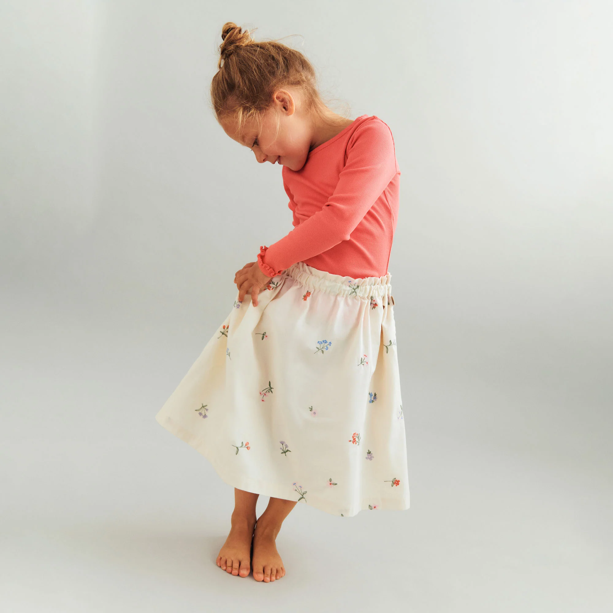 Skirt Nora - ivory embroidery flowers - Image 2