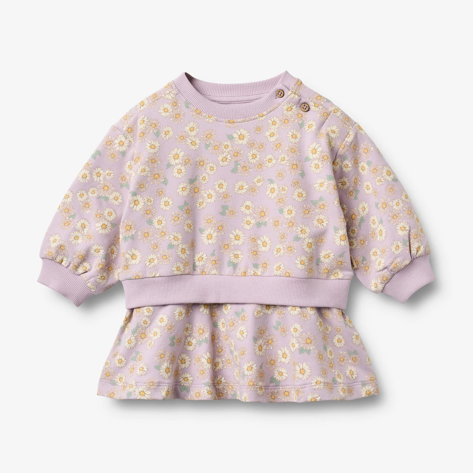 Sweat Dress L/S Maggie - lavender daisies