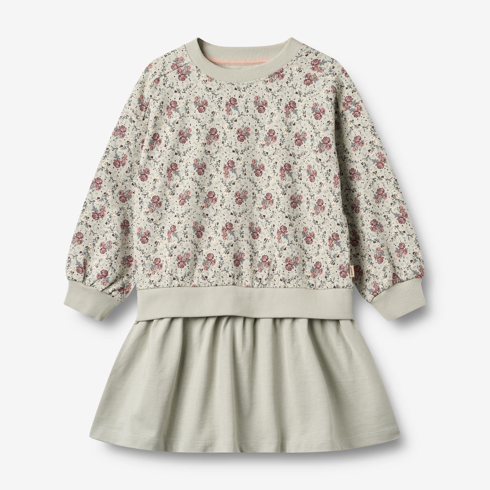 Sweat Dress L/S Maggie - slightly green flowers