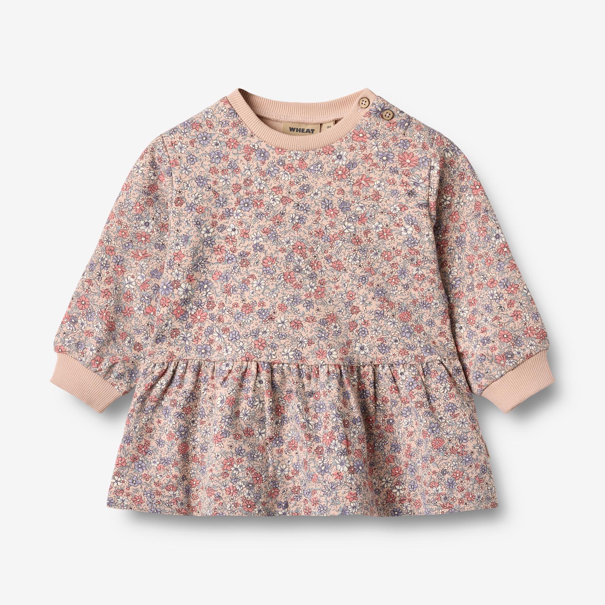 Sweat Dress L/S Zenia - rose dust flowers