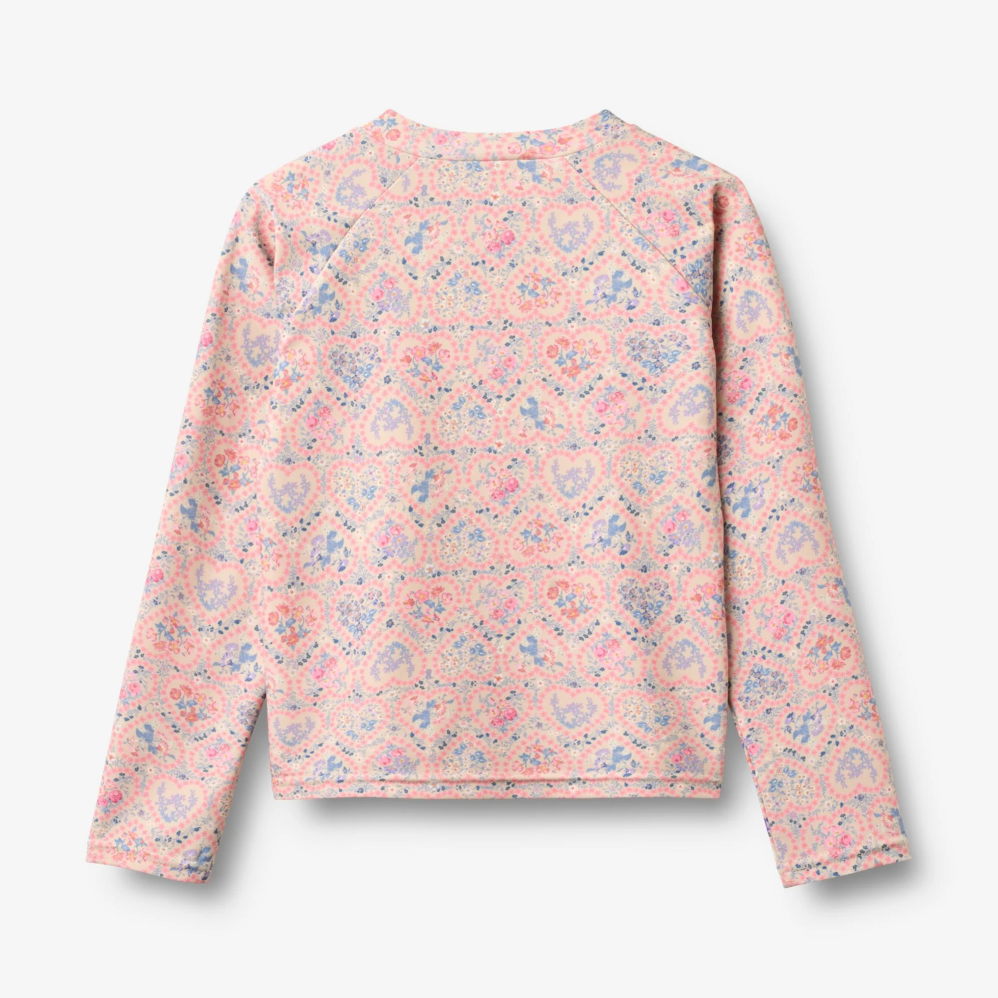 Swim T-shirt L/S Zip Ada - pink heart flowers - Image 2
