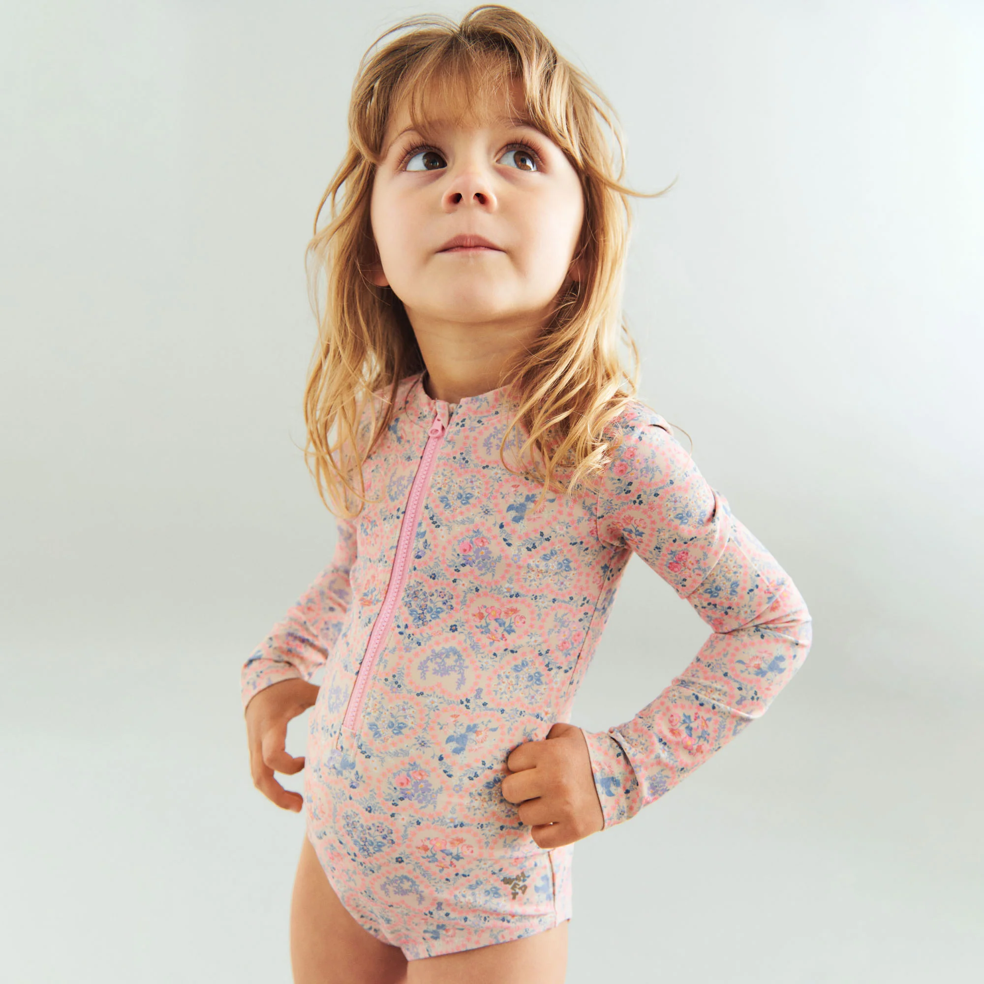 Swimsuit L/S Margot - pink heart flowers - Image 2