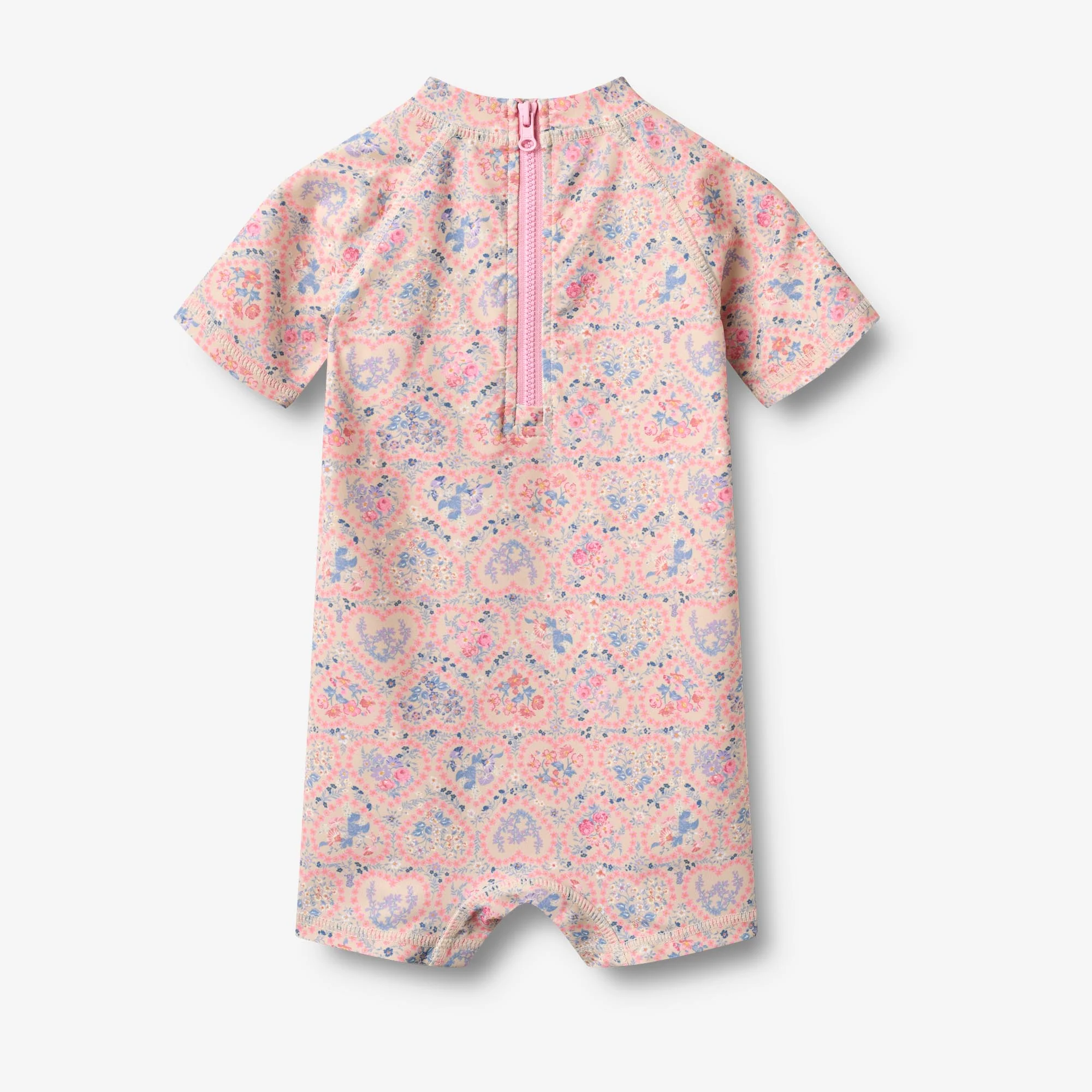 Swimsuit S/S Cas - pink heart flowers - Image 2
